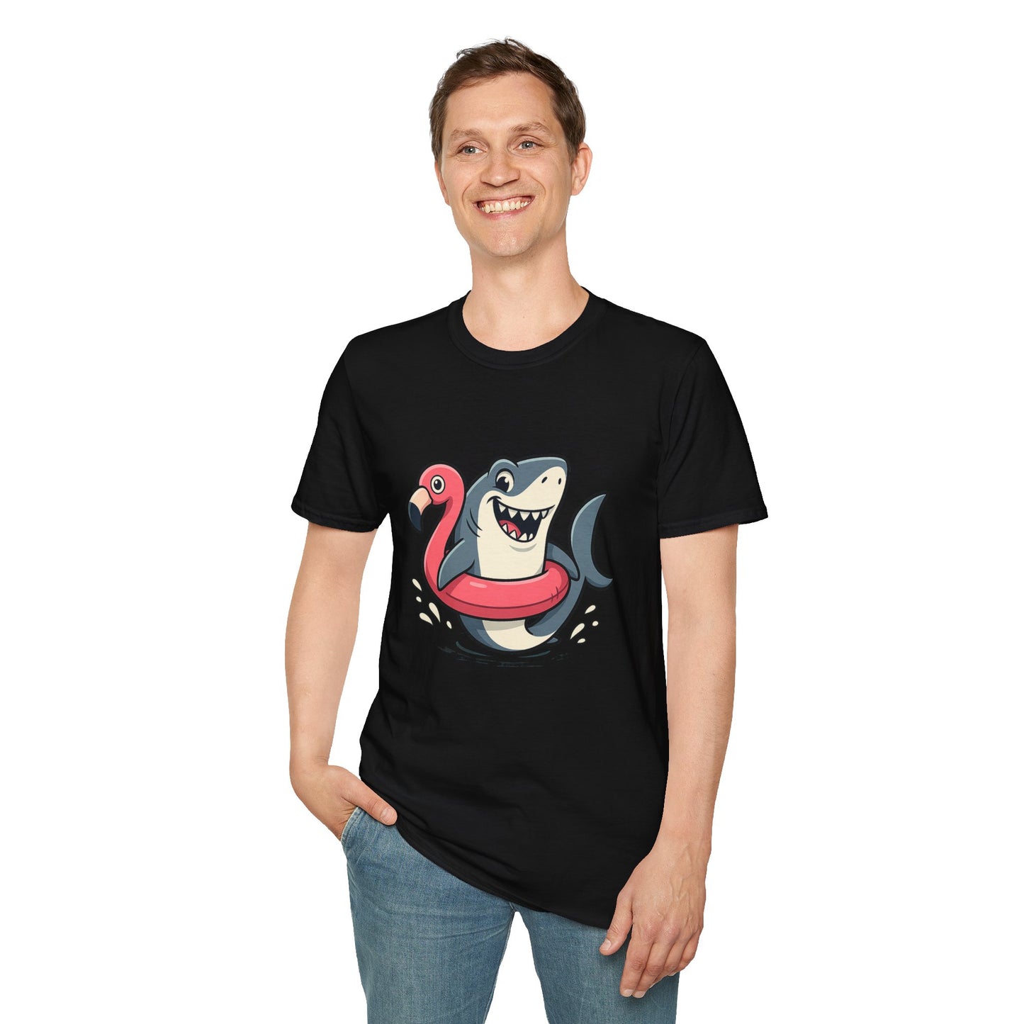 Shark & Flamingo Floatie T-Shirt – Funny Beach & Pool Day Tee