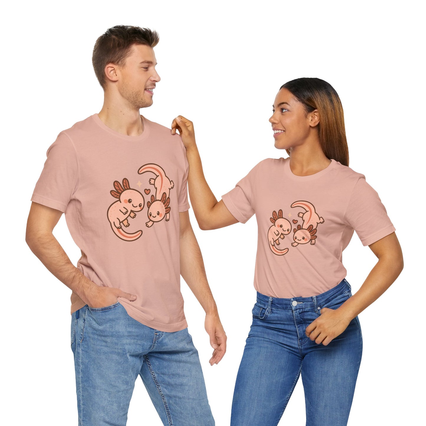 Kawaii Axolotl T-Shirt – Cute Tee with Smiling Axolotls - WhimSpin - https://whimspin.com