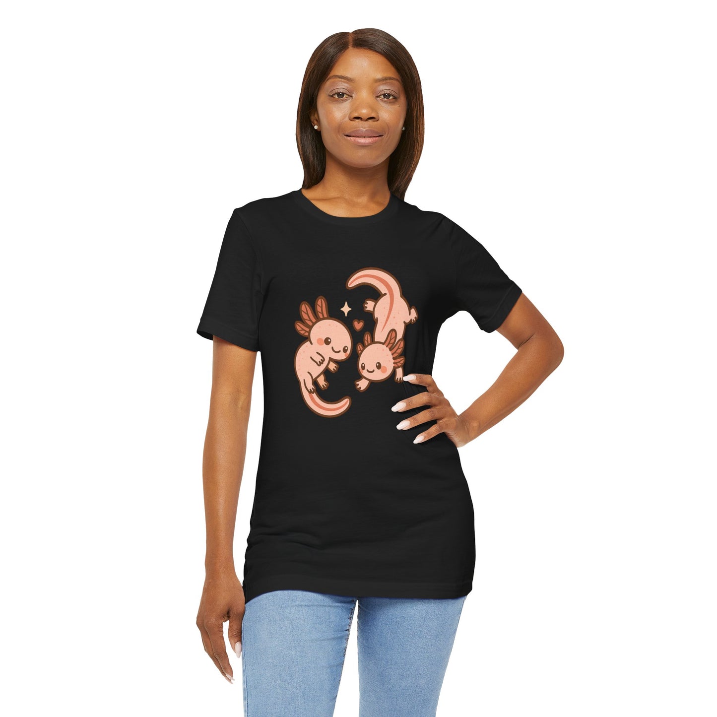 Kawaii Axolotl T-Shirt – Cute Tee with Smiling Axolotls - WhimSpin - https://whimspin.com
