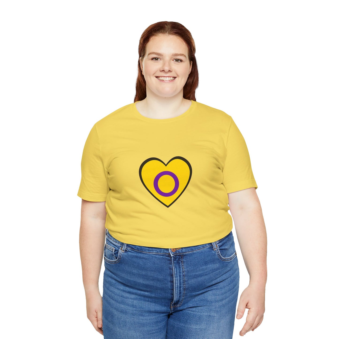 Intersex Pride Flag Heart T-Shirt – Minimalist LGBTQ+ Support Tee - WhimSpin - https://whimspin.com