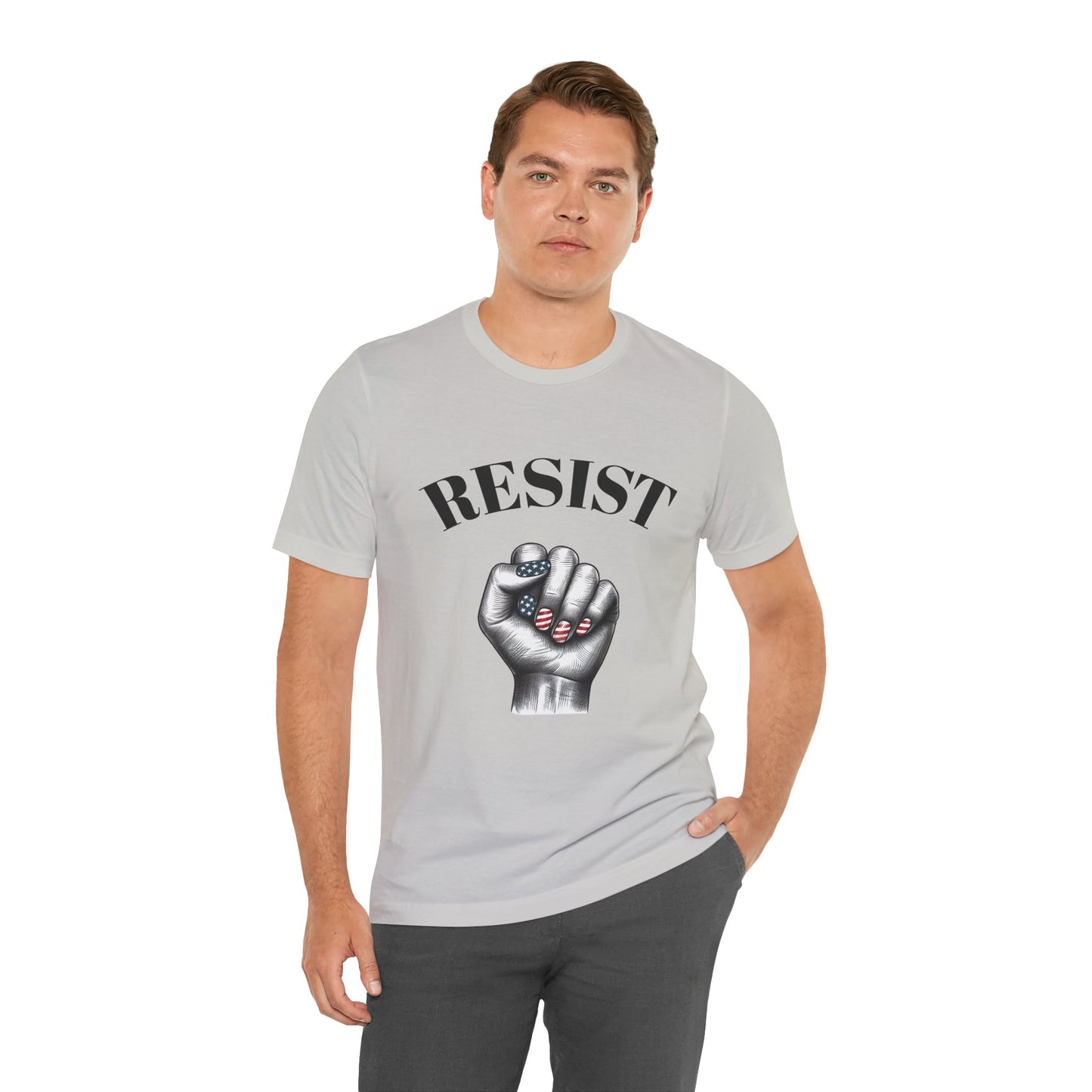 Resist Feminist Power Fist Tee – USA Flag Nails Protest Shirt - WhimSpin - https://whimspin.com