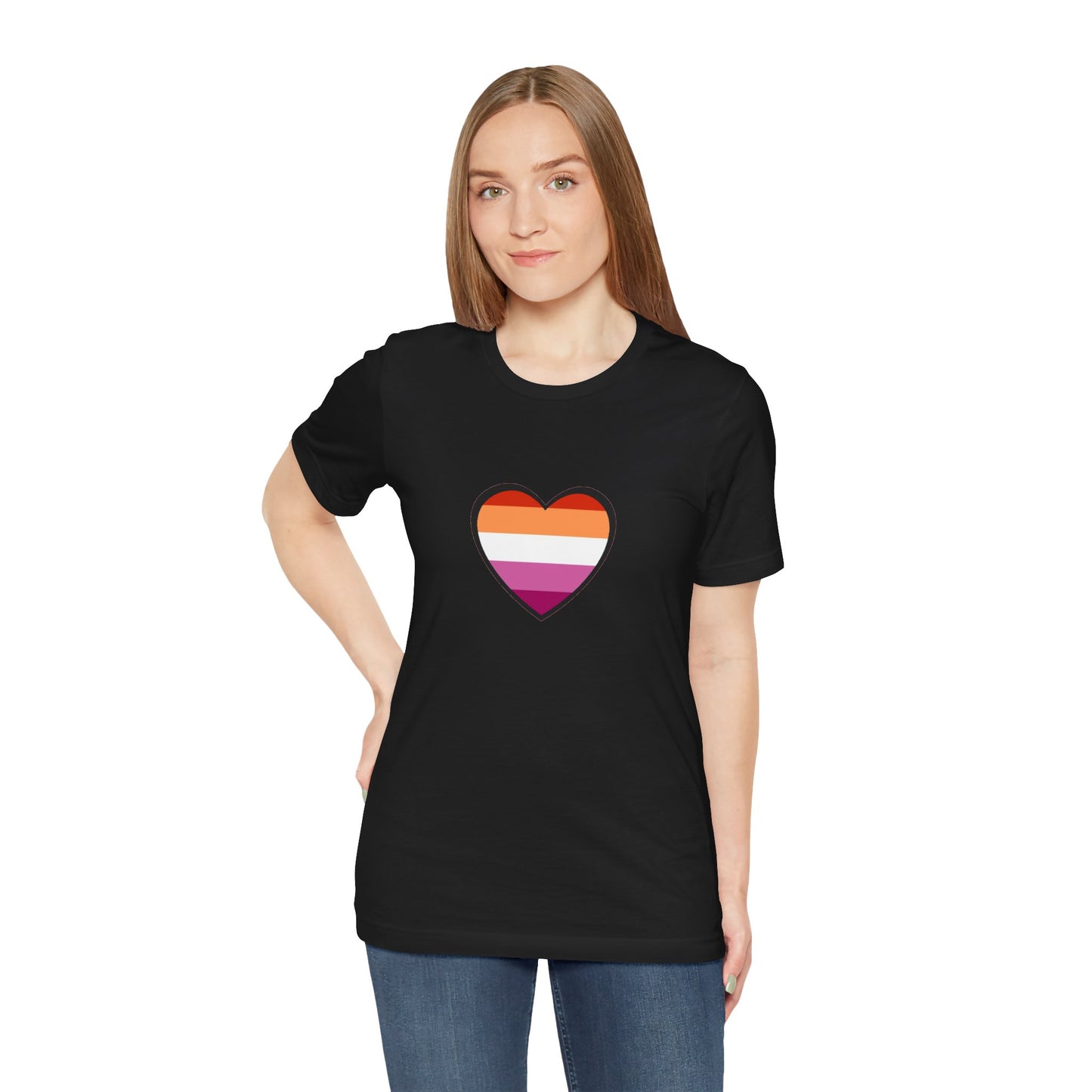 Lesbian Pride Flag Heart T-Shirt – Bold LGBTQ+ Graphic Tee - WhimSpin - https://whimspin.com