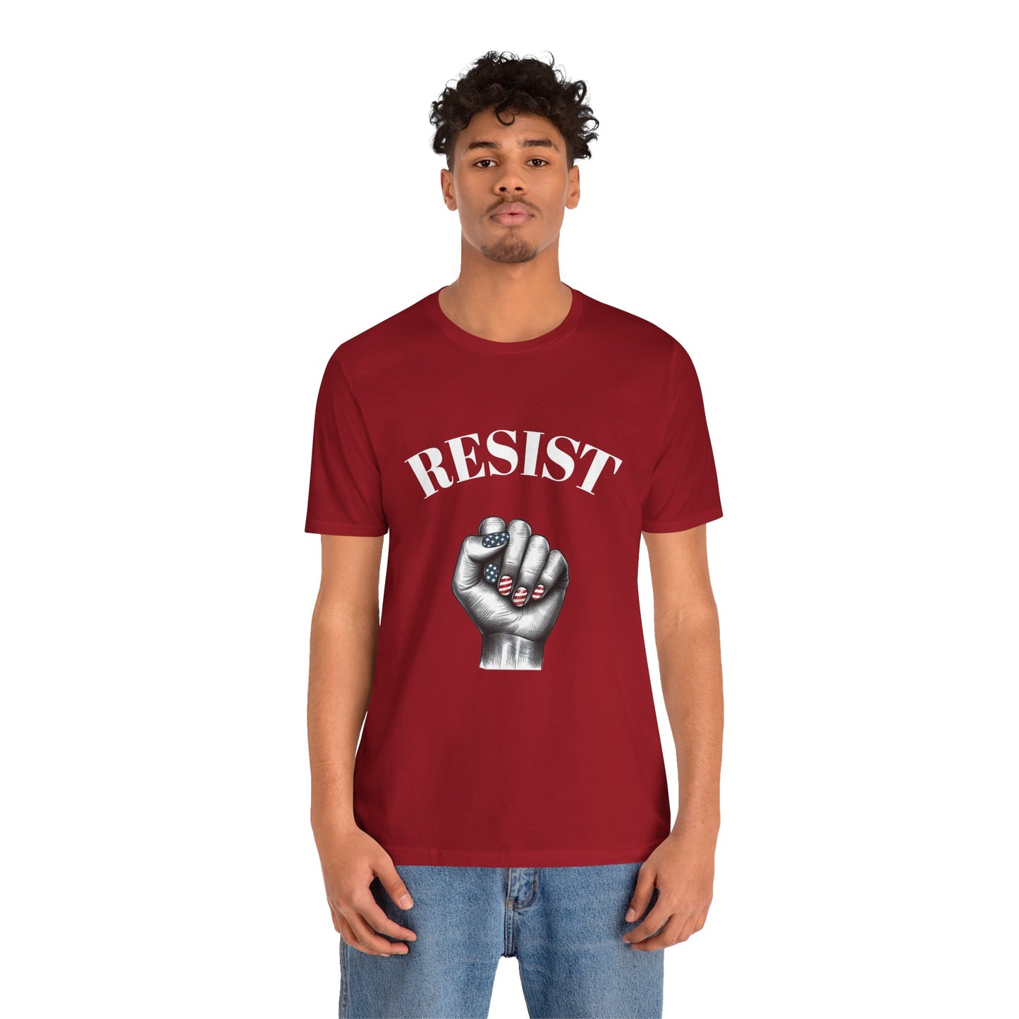 Resist Feminist Power Fist Tee – USA Flag Nails Protest Shirt