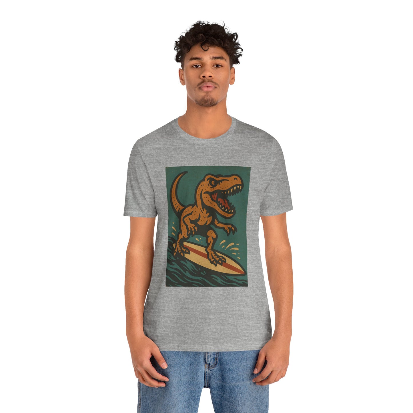 Surfing T-Rex T-Shirt – Funny Dinosaur Surfing Graphic Tee