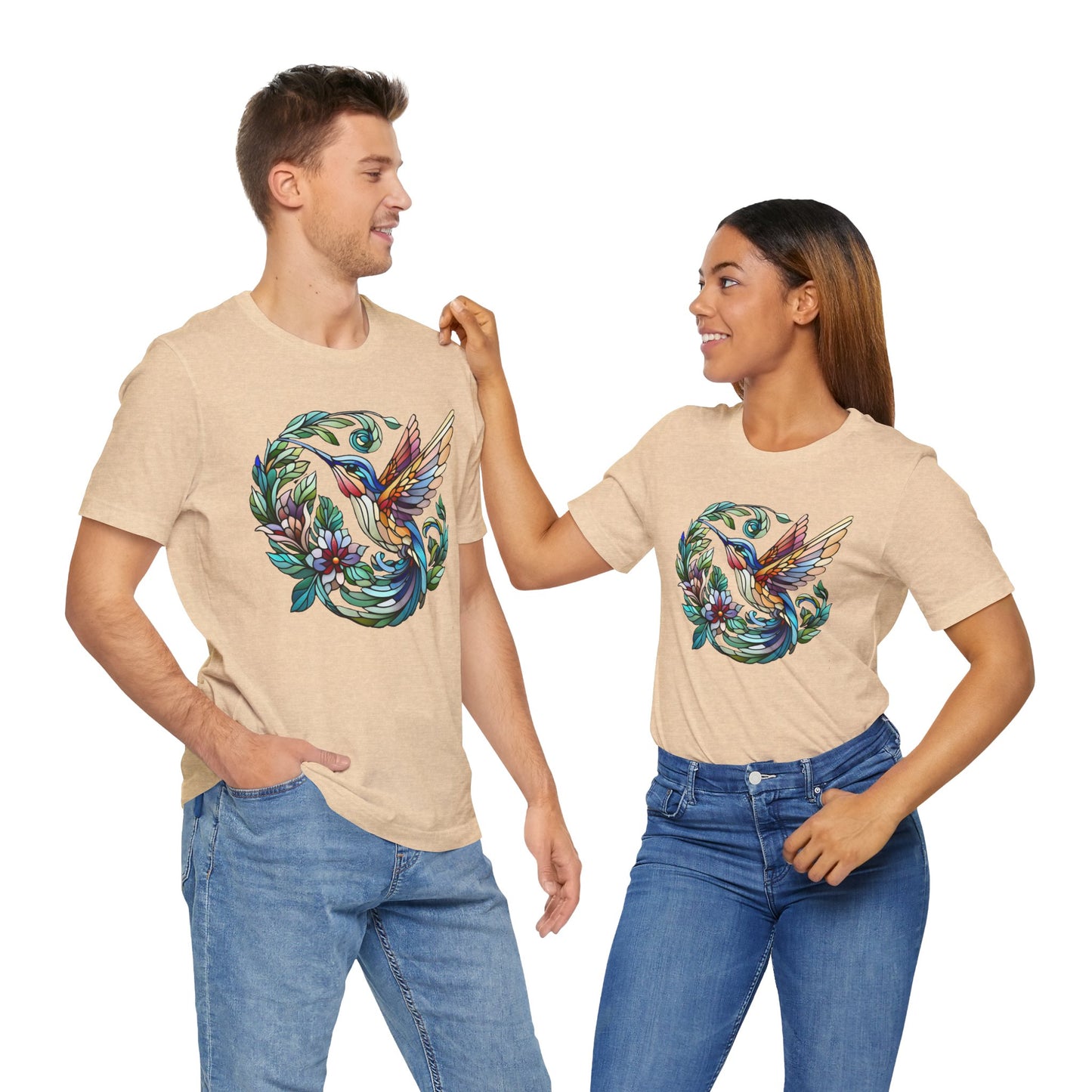 Stained Glass Hummingbird Tee – Vibrant Nature Shirt