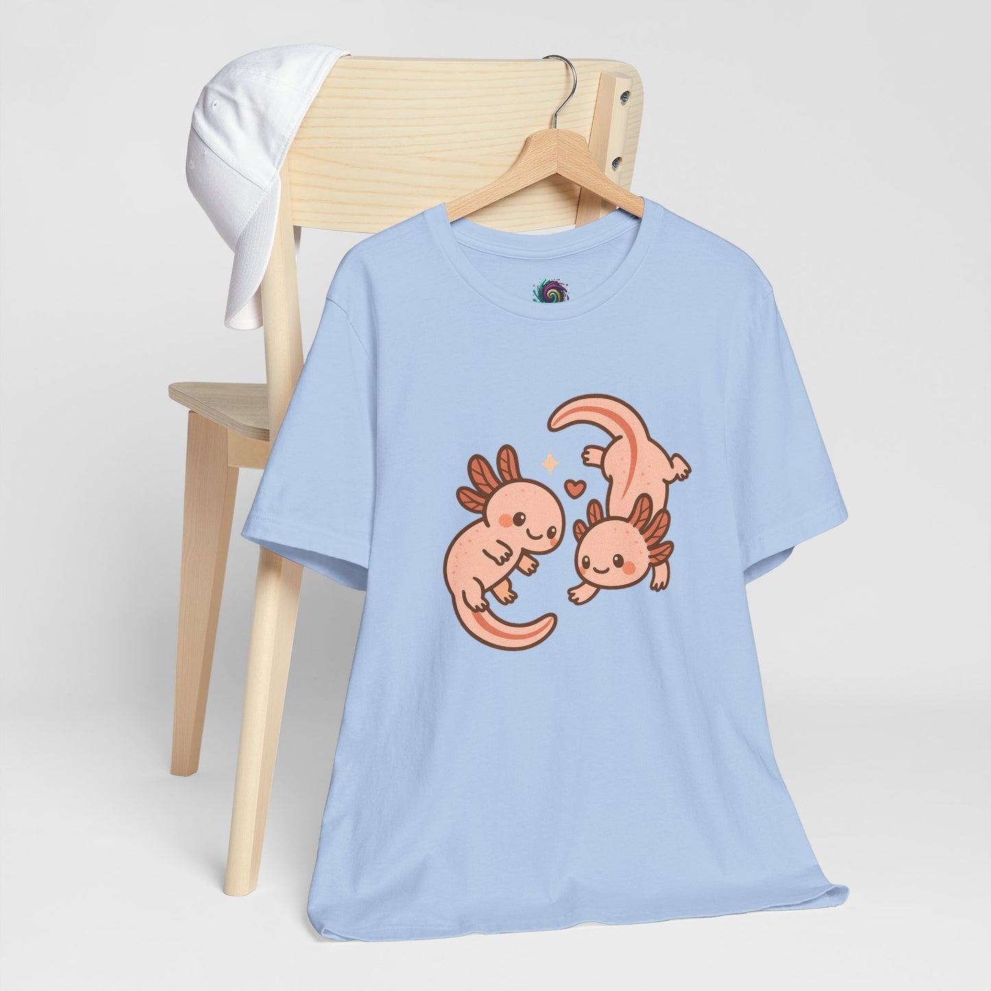 Kawaii Axolotl T-Shirt – Cute Tee with Smiling Axolotls - WhimSpin - https://whimspin.com