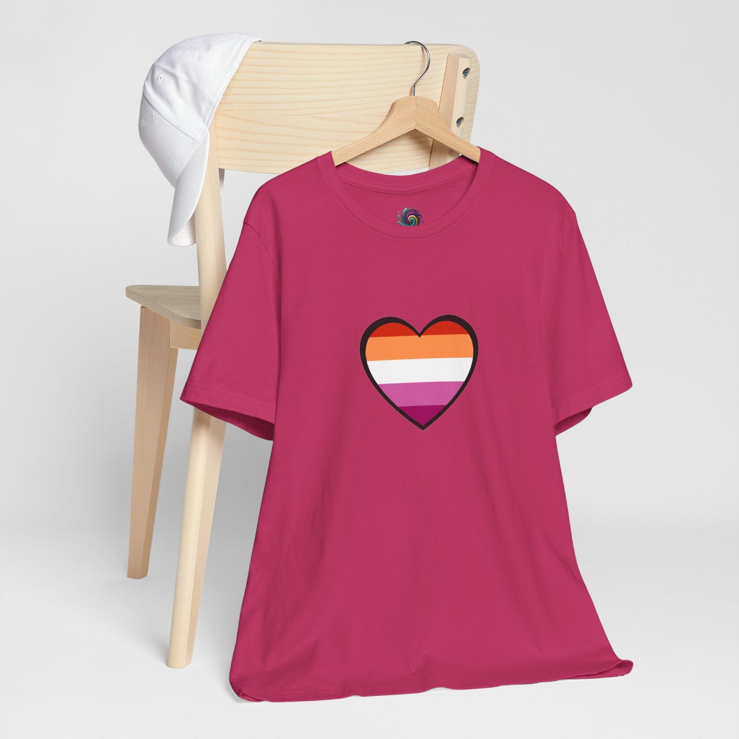 Lesbian Pride Flag Heart T-Shirt – Bold LGBTQ+ Graphic Tee - WhimSpin - https://whimspin.com