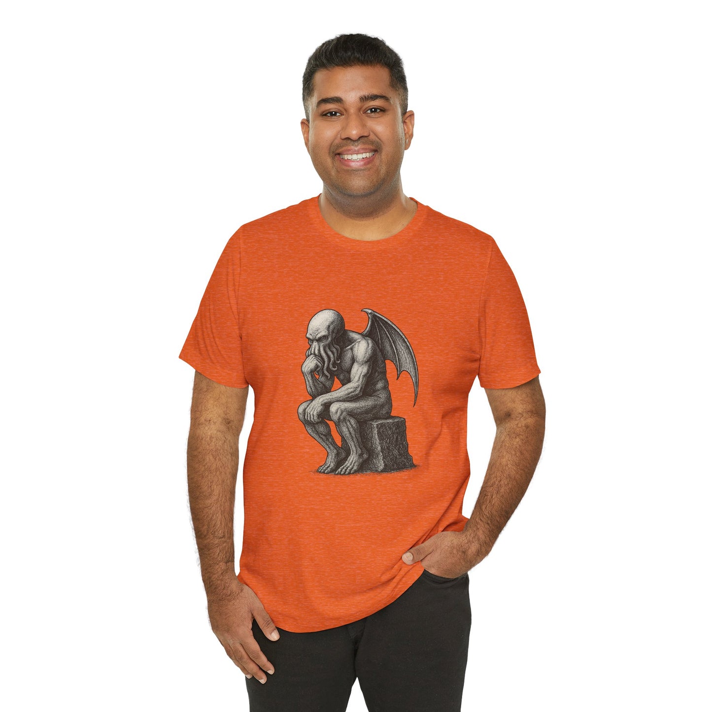 Cthulhu The Thinker Tee – Lovecraftian Parody Shirt