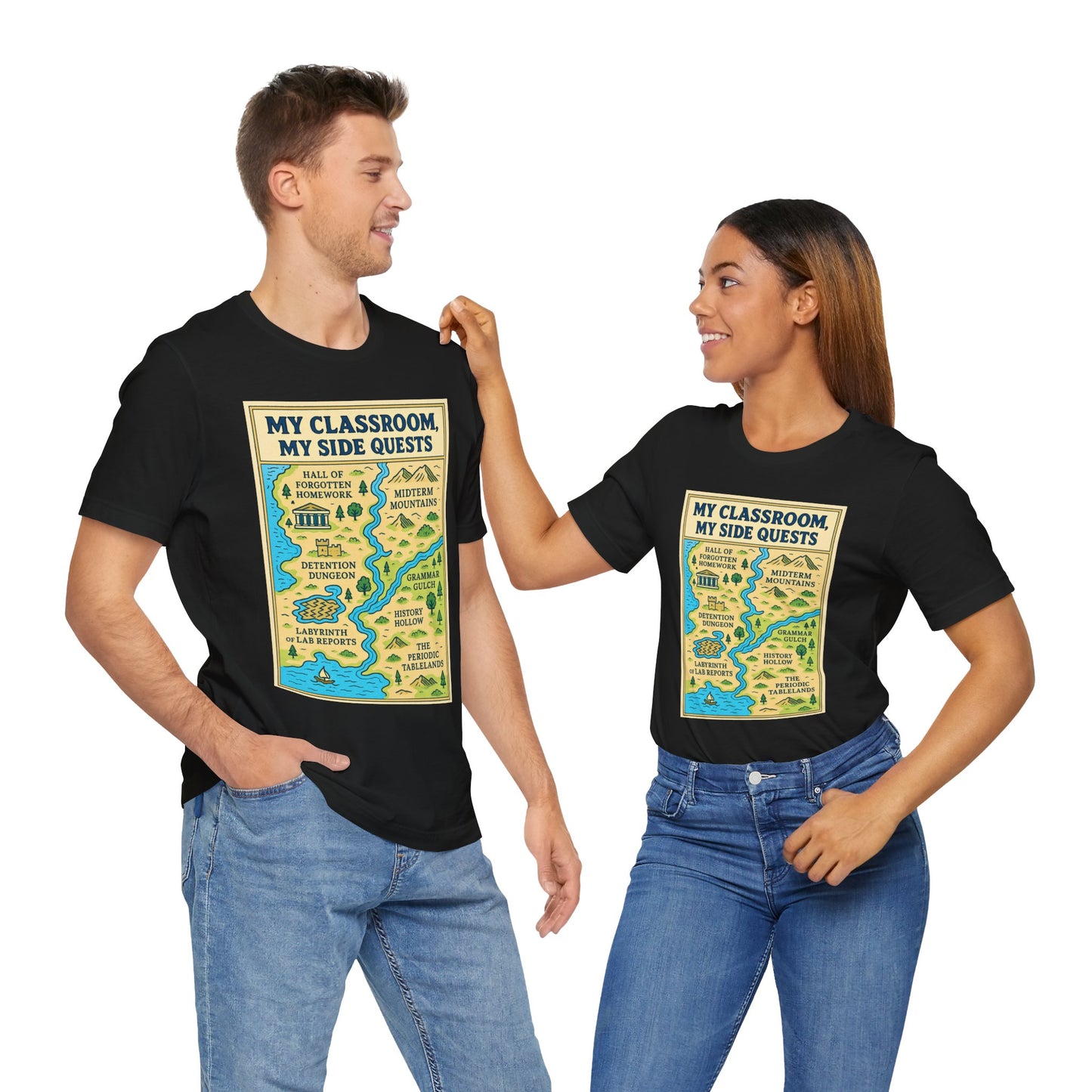 My Classroom, My Side Quests T-Shirt – RPG Map Tee for Teachers