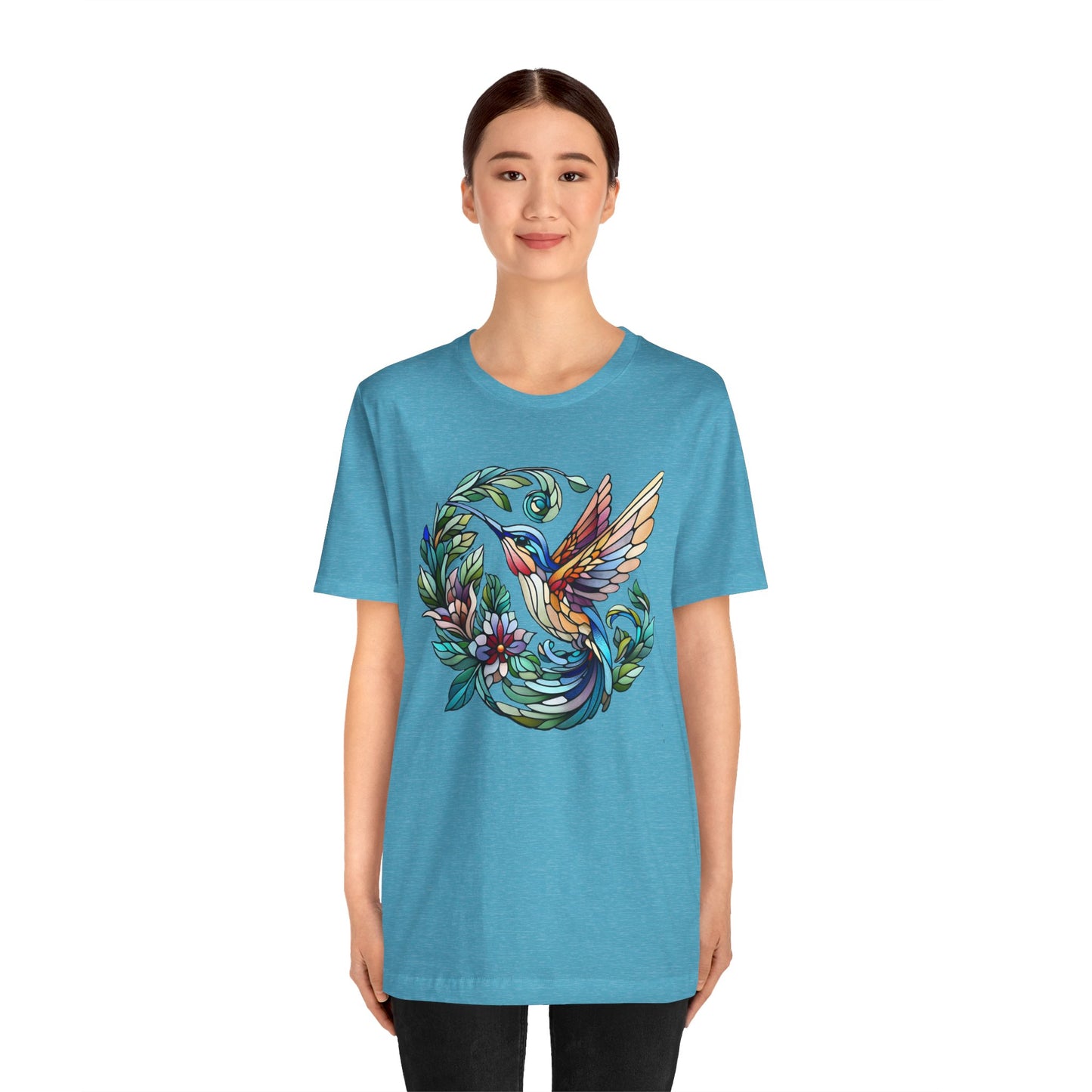 Stained Glass Hummingbird Tee – Vibrant Nature Shirt