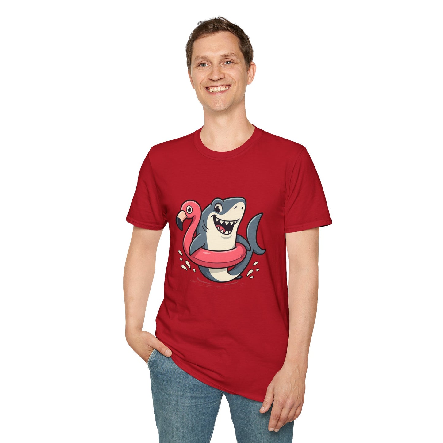 Shark & Flamingo Floatie T-Shirt – Funny Beach & Pool Day Tee