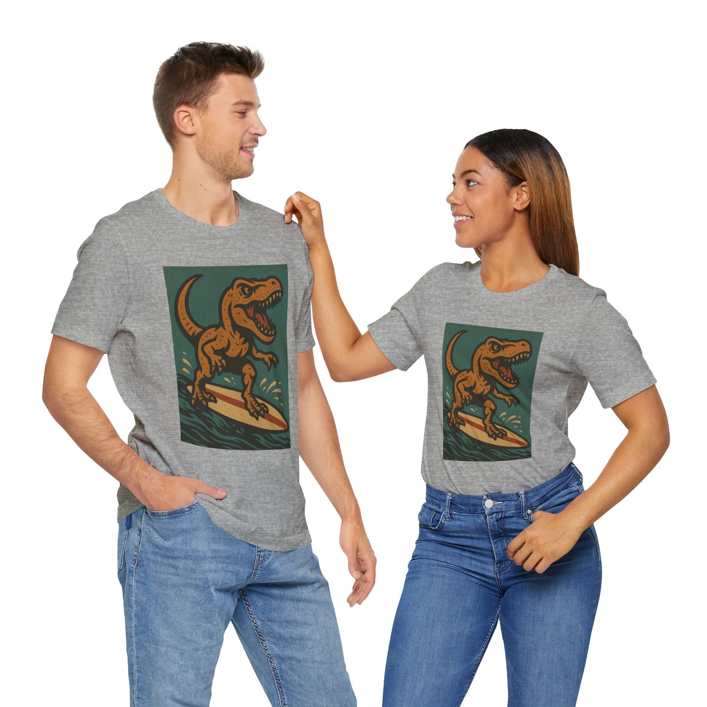 Surfing T-Rex T-Shirt – Funny Dinosaur Surfing Graphic Tee