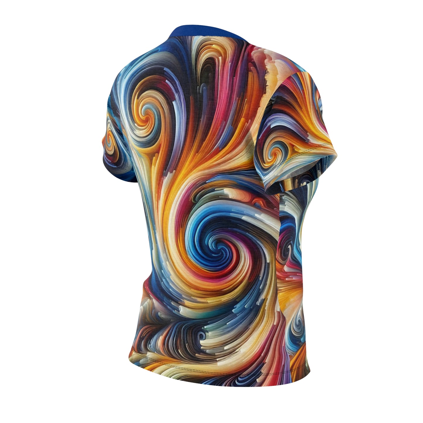 Color Storm Swirl Tee – All-Over Rainbow Brushstroke Women’s Shirt