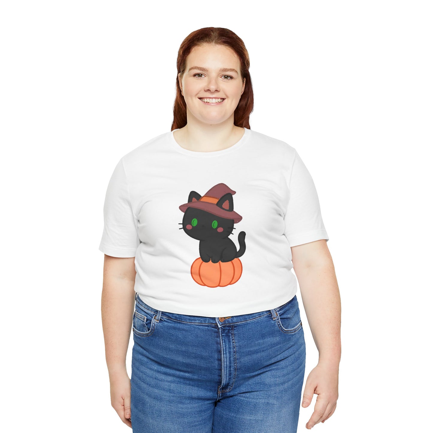 Halloween Cat Shirt – Cute Cat on a Pumpkin Graphic Tee