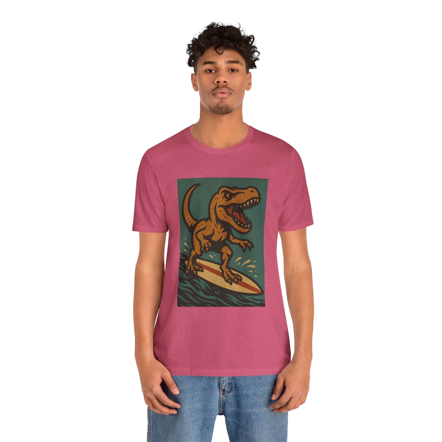 Surfing T-Rex T-Shirt – Funny Dinosaur Surfing Graphic Tee