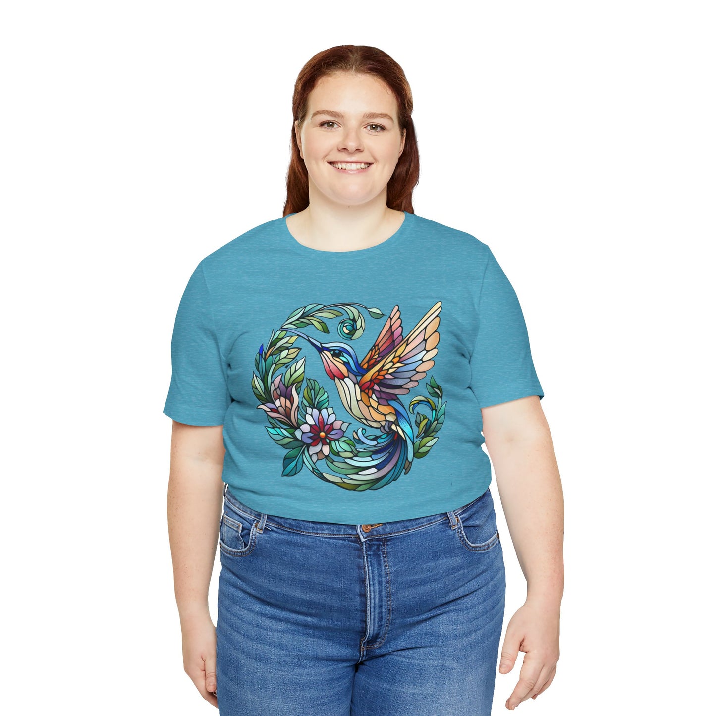 Stained Glass Hummingbird Tee – Vibrant Nature Shirt