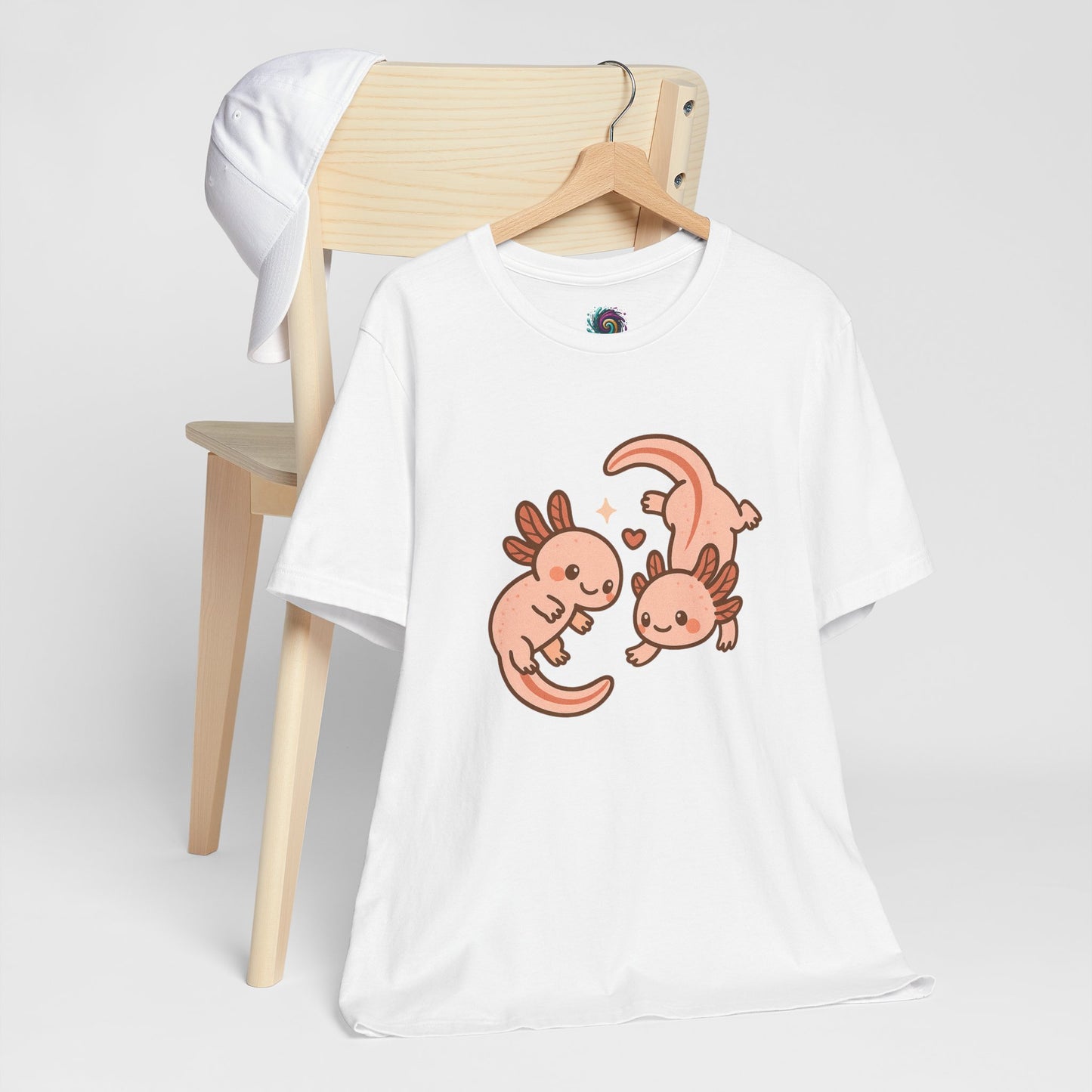 Kawaii Axolotl T-Shirt – Cute Tee with Smiling Axolotls - WhimSpin - https://whimspin.com