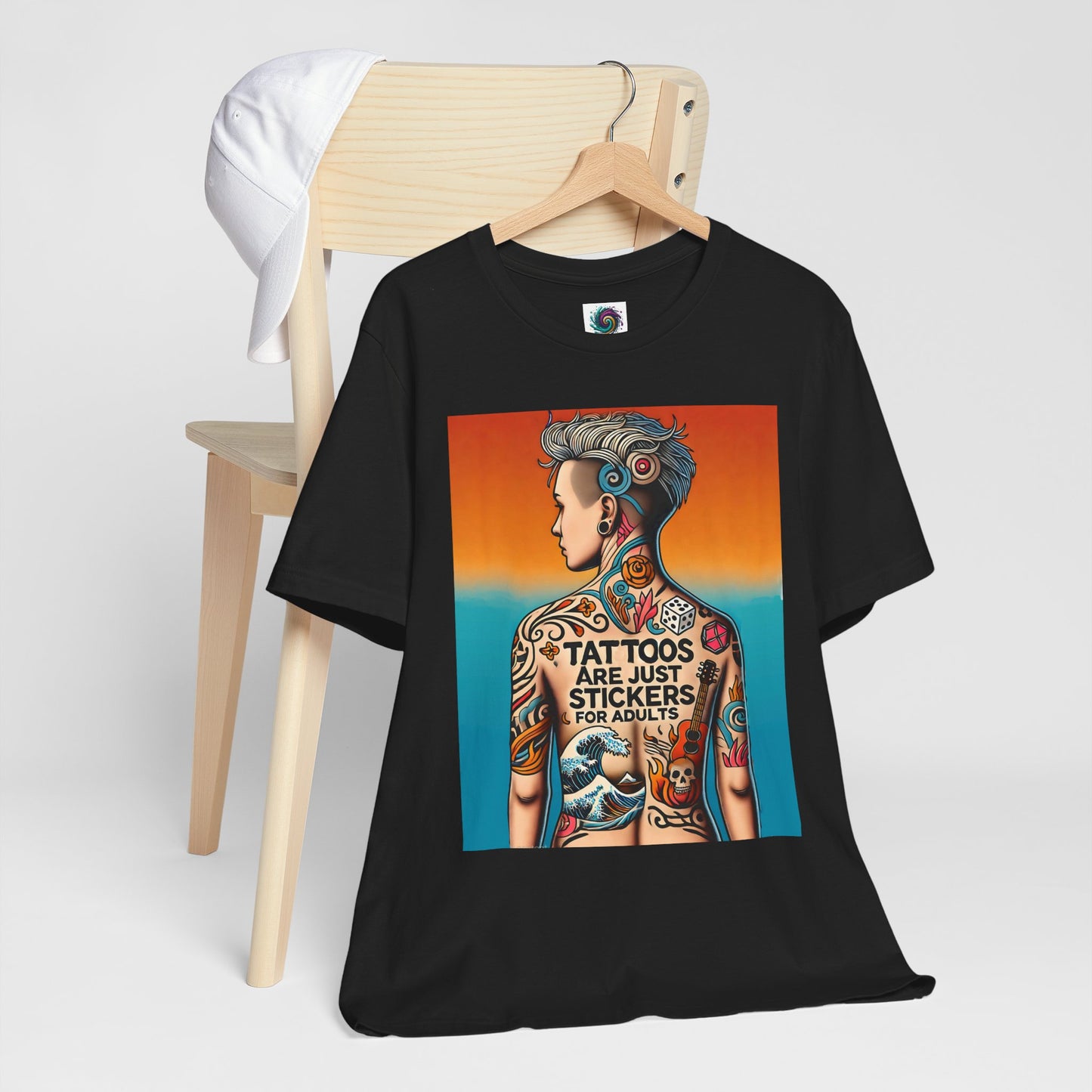 Tattoos Are Just Stickers for Adults T-Shirt – Funny Tattoo Lover Graphic Tee - WhimSpin - https://whimspin.com