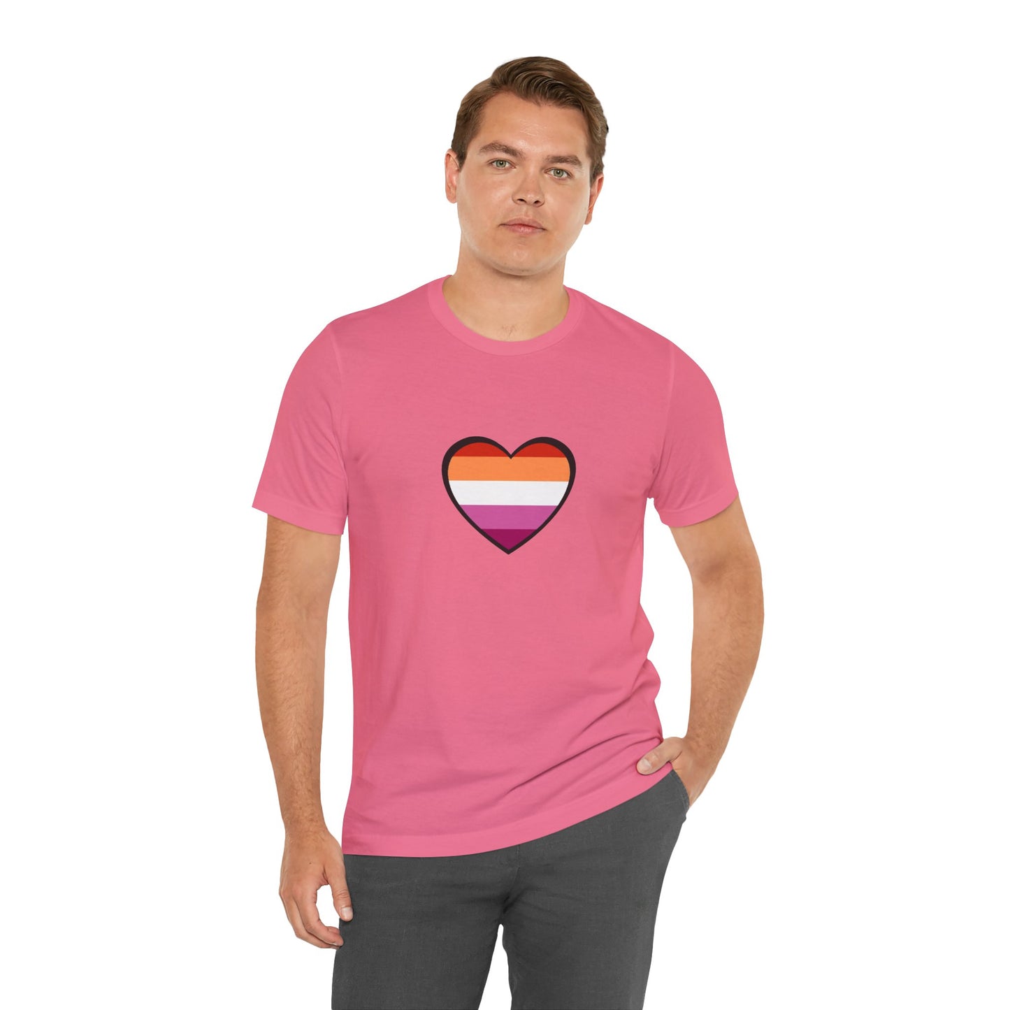 Lesbian Pride Flag Heart T-Shirt – Bold LGBTQ+ Graphic Tee - WhimSpin - https://whimspin.com