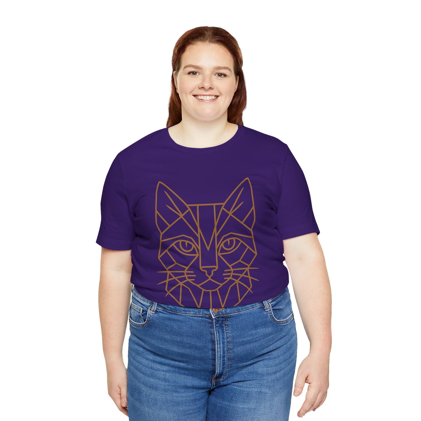 Geometric Cat T-Shirt – Minimalist Line Art Tee - WhimSpin - https://whimspin.com