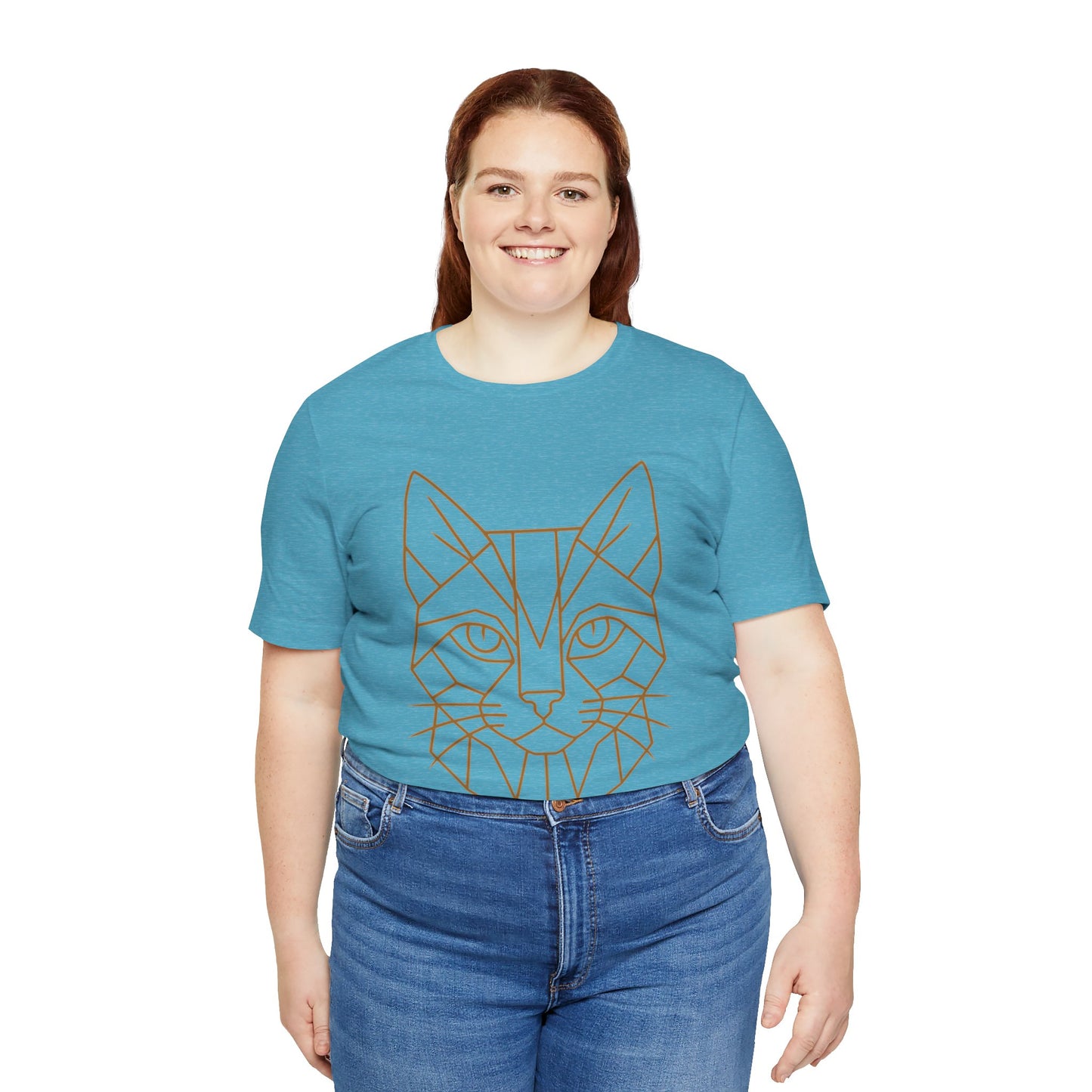 Geometric Cat T-Shirt – Minimalist Line Art Tee - WhimSpin - https://whimspin.com