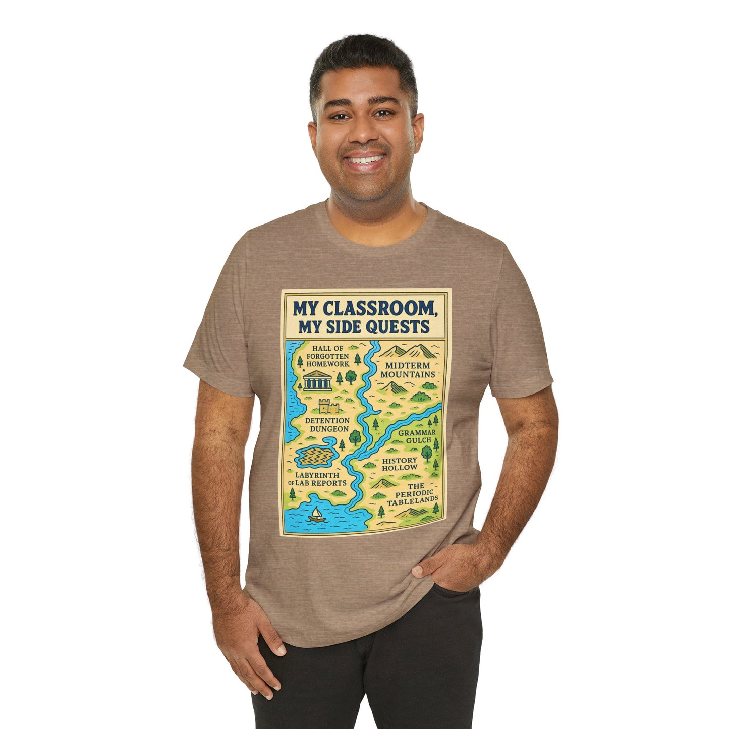 My Classroom, My Side Quests T-Shirt – RPG Map Tee for Teachers