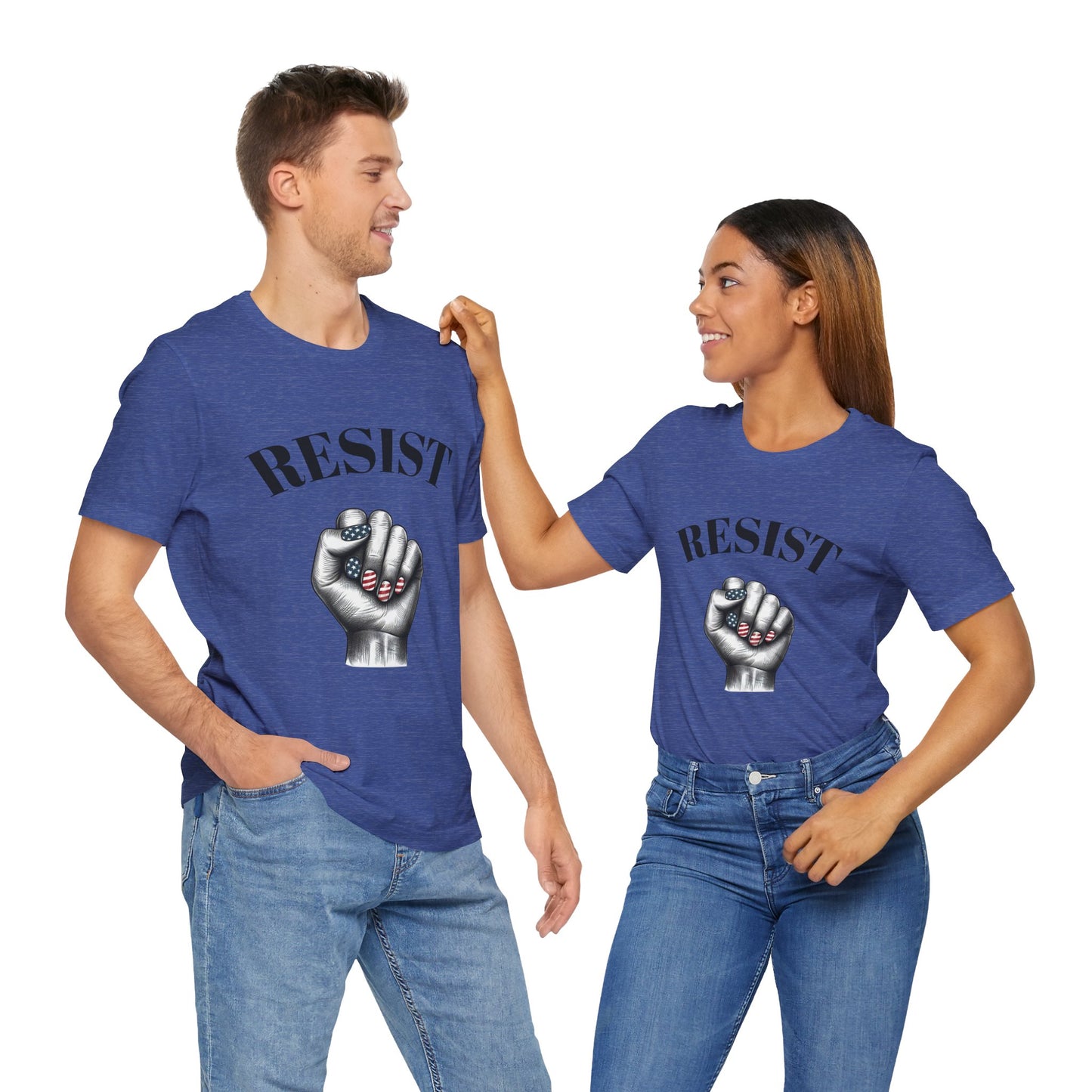 Resist Feminist Power Fist Tee – USA Flag Nails Protest Shirt - WhimSpin - https://whimspin.com