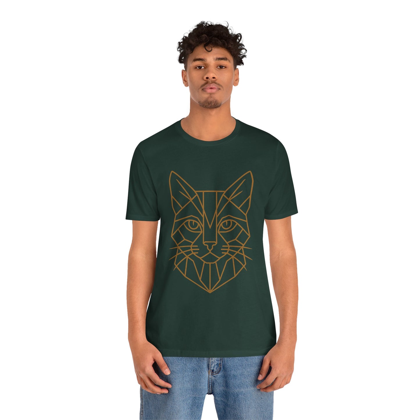 Geometric Cat T-Shirt – Minimalist Line Art Tee - WhimSpin - https://whimspin.com
