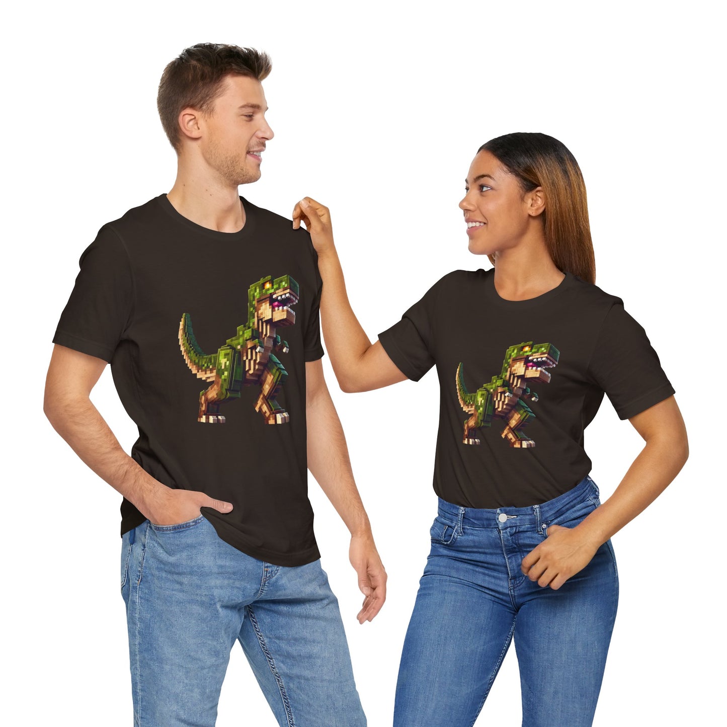 Pixel Dinosaur T-Shirt – Retro Dino Graphic Tee for Adults
