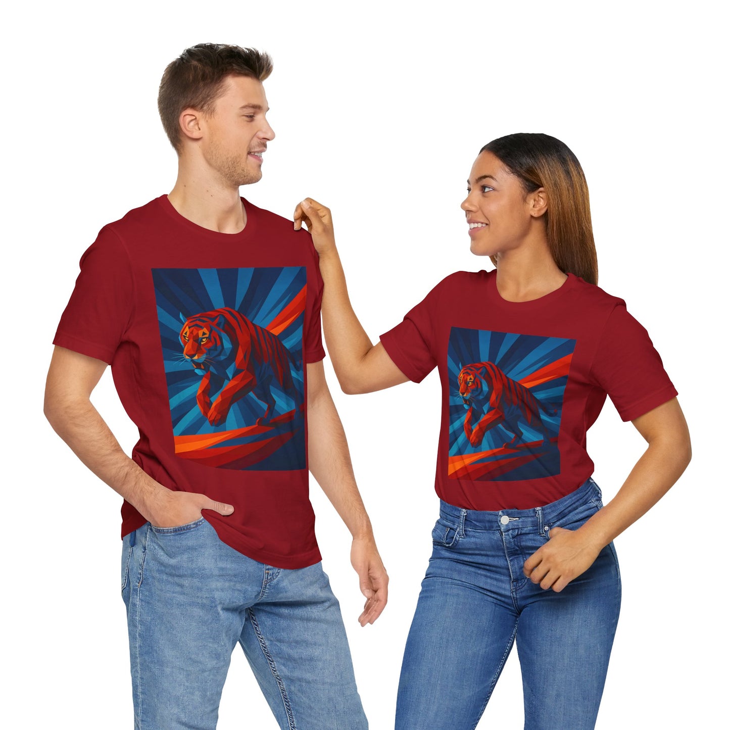 Geometric Tiger T-Shirt – Bold Jungle Animal Tee in Abstract Style - WhimSpin - https://whimspin.com