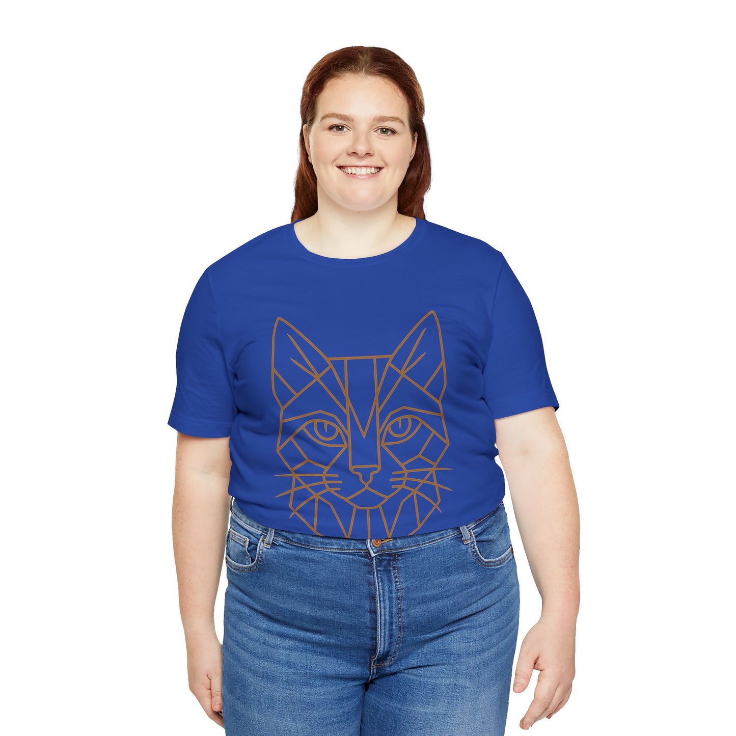 Geometric Cat T-Shirt – Minimalist Line Art Tee - WhimSpin - https://whimspin.com