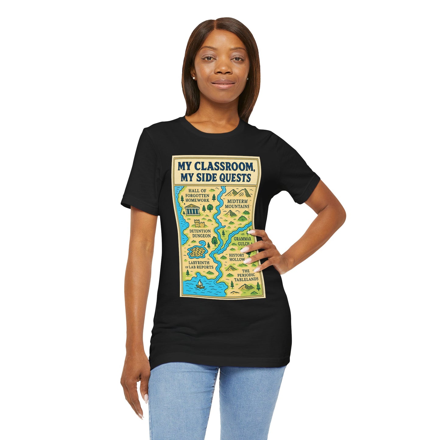 My Classroom, My Side Quests T-Shirt – RPG Map Tee for Teachers