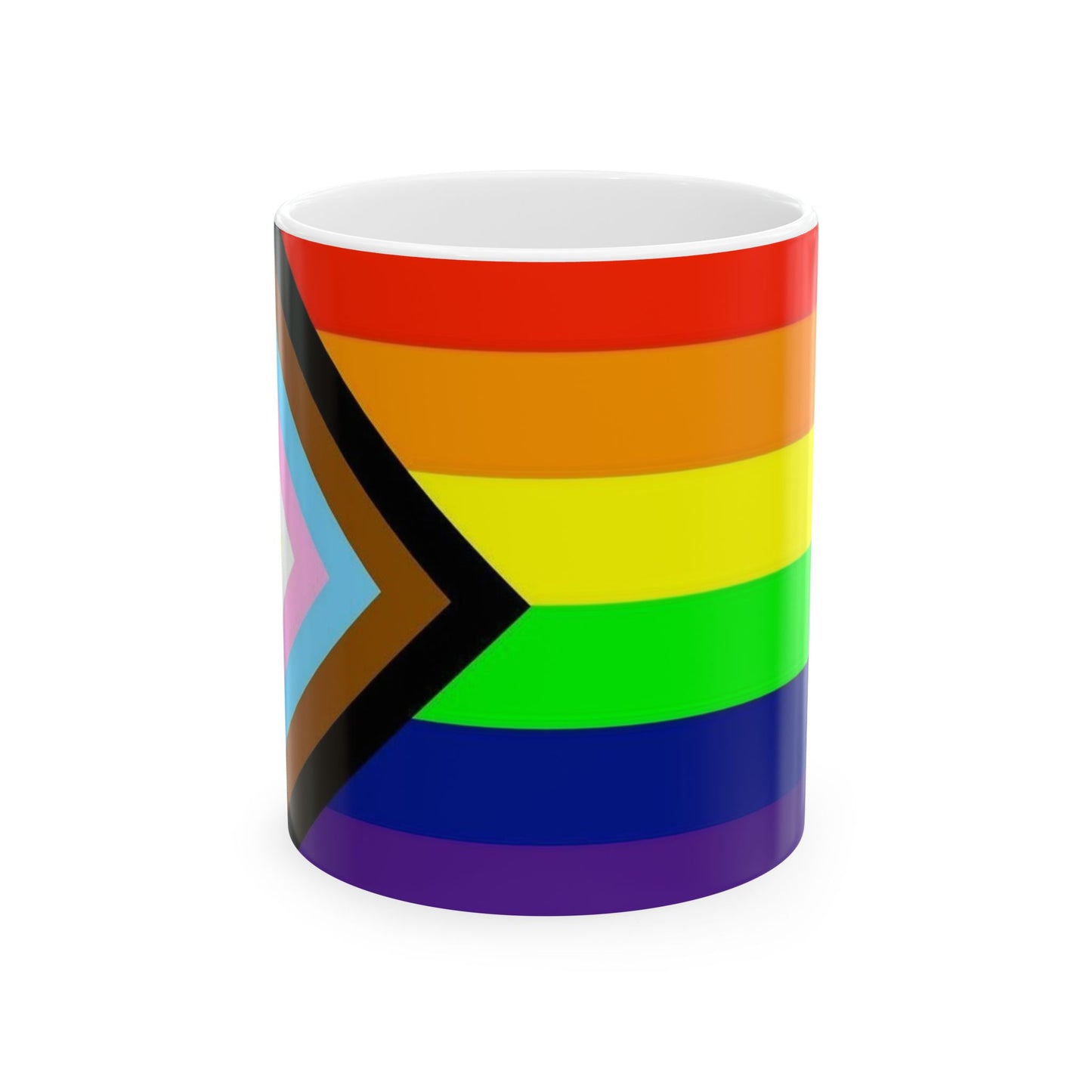 Progress Pride Flag Cup – LGBTQ+ Inclusive Rainbow Ceramic Mug