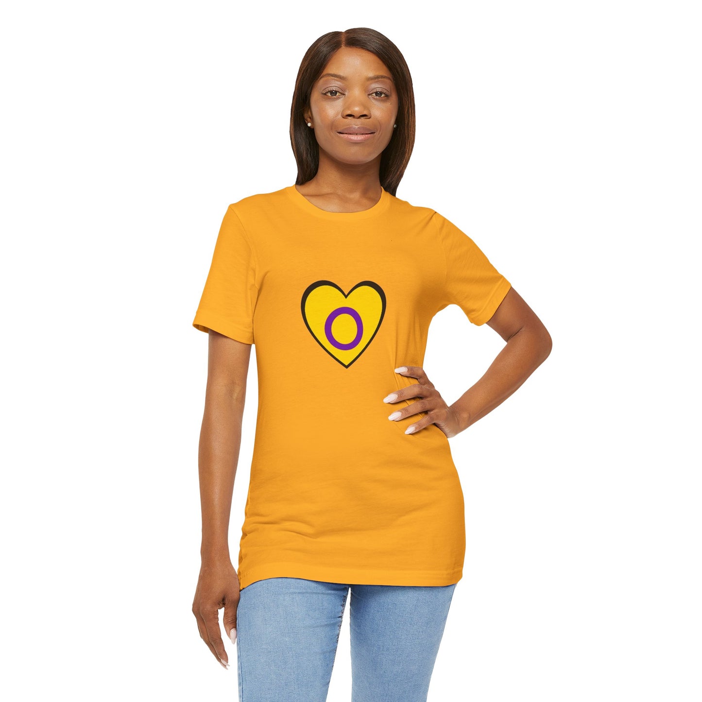 Intersex Pride Flag Heart T-Shirt – Minimalist LGBTQ+ Support Tee - WhimSpin - https://whimspin.com