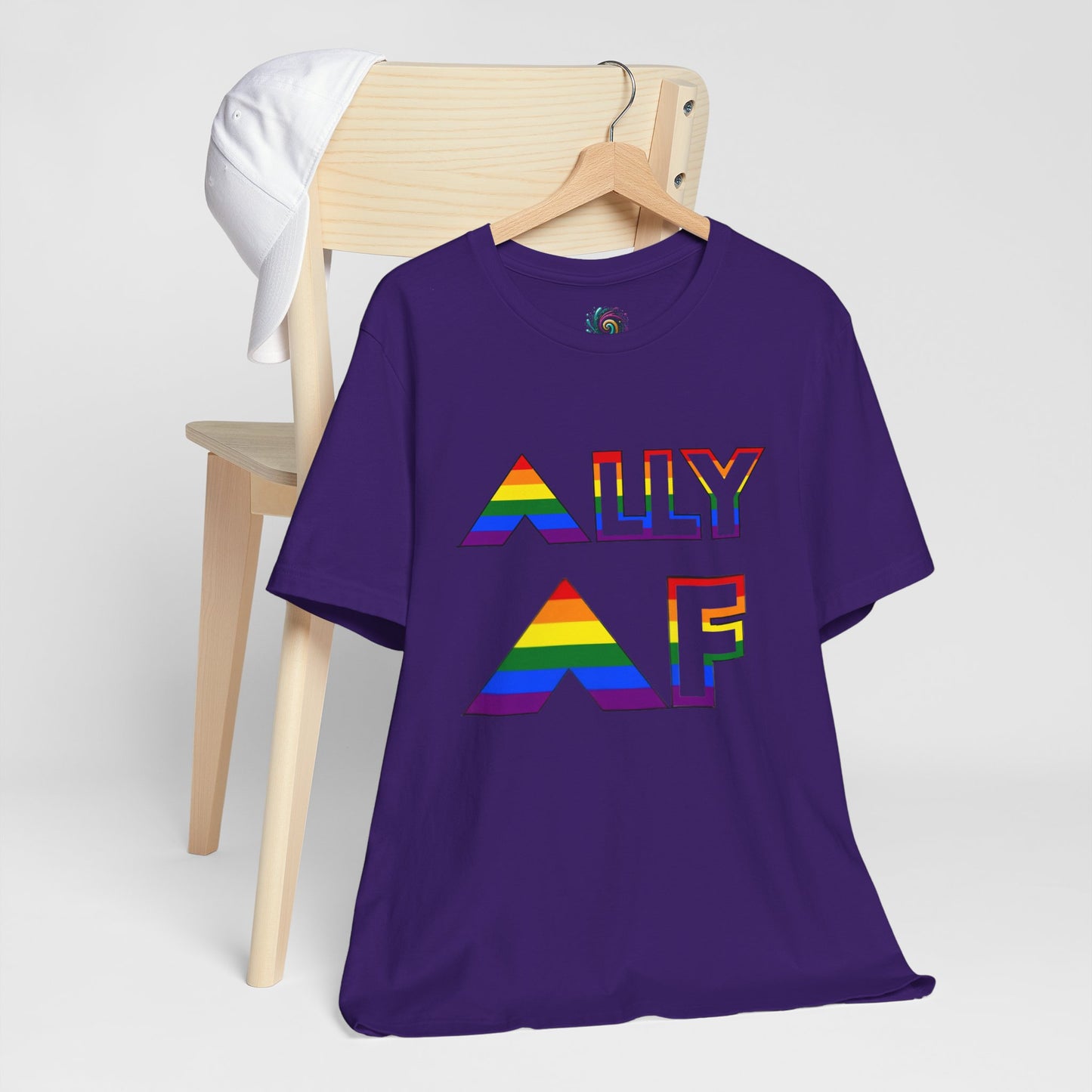Purple Ally AF shirt with rainbow letters by WhimSpin