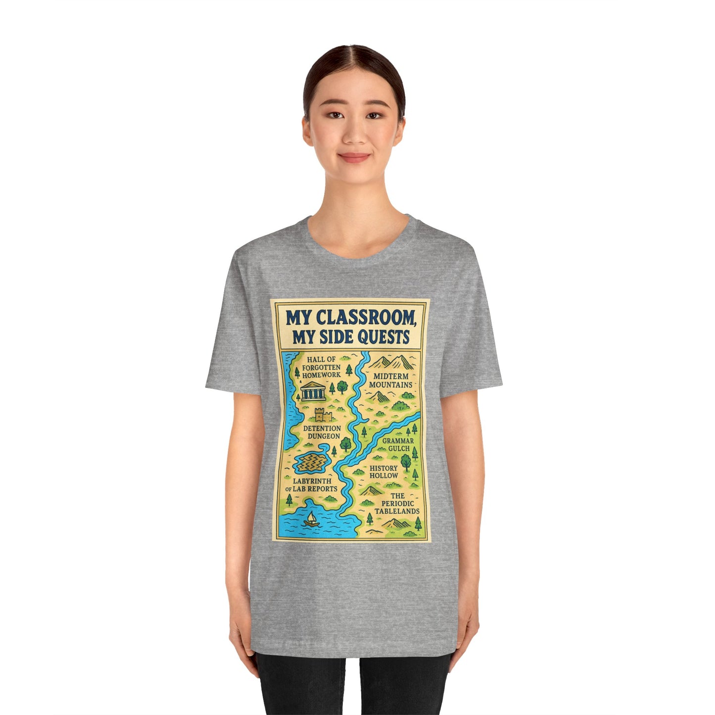 My Classroom, My Side Quests T-Shirt – RPG Map Tee for Teachers