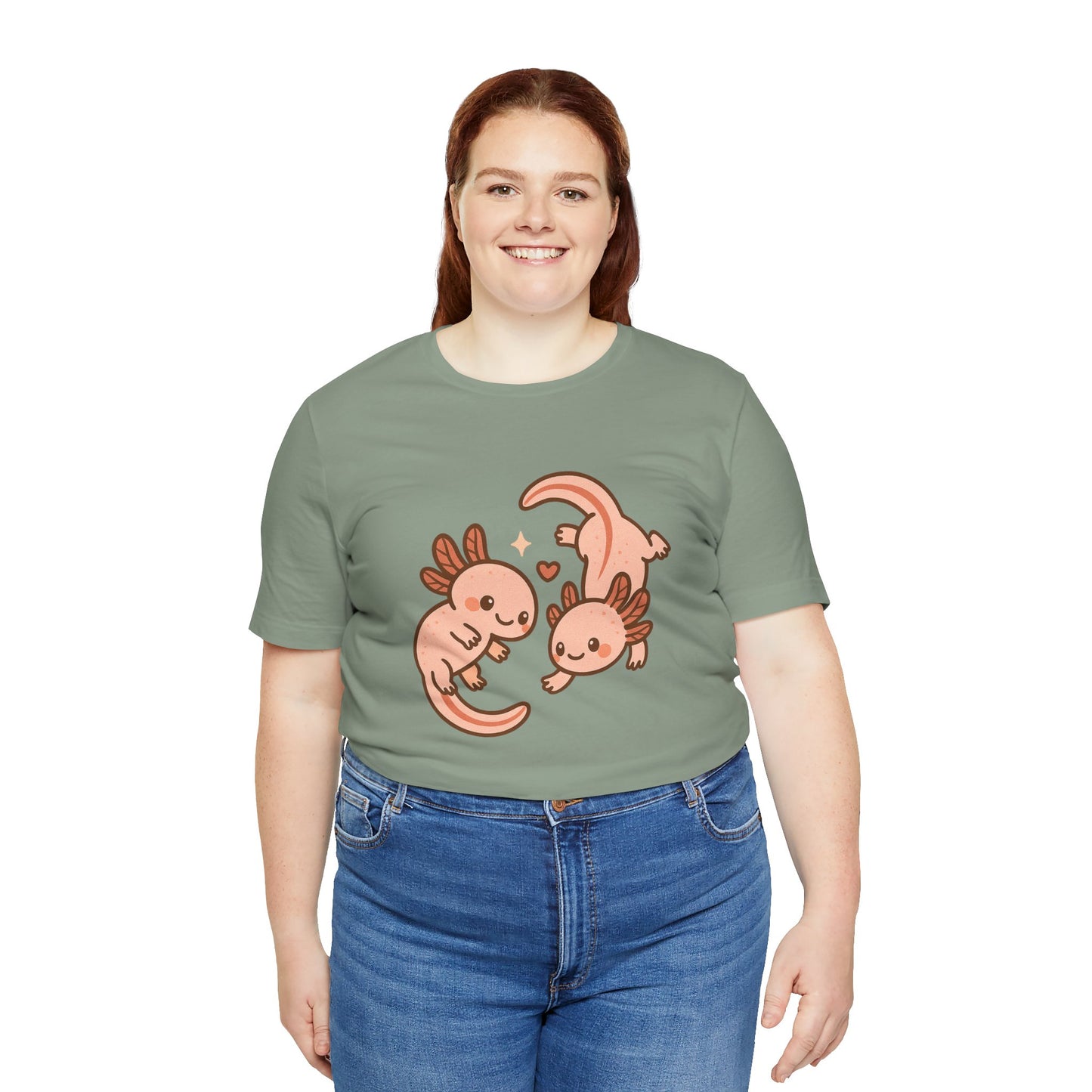 Kawaii Axolotl T-Shirt – Cute Tee with Smiling Axolotls - WhimSpin - https://whimspin.com