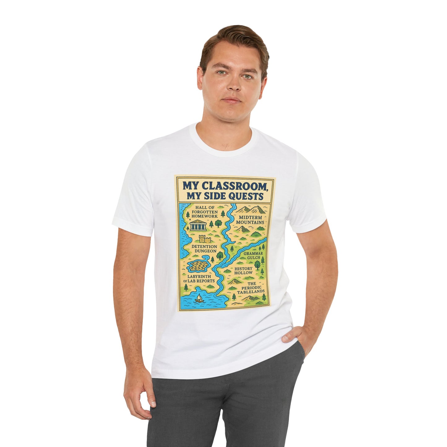 My Classroom, My Side Quests T-Shirt – RPG Map Tee for Teachers