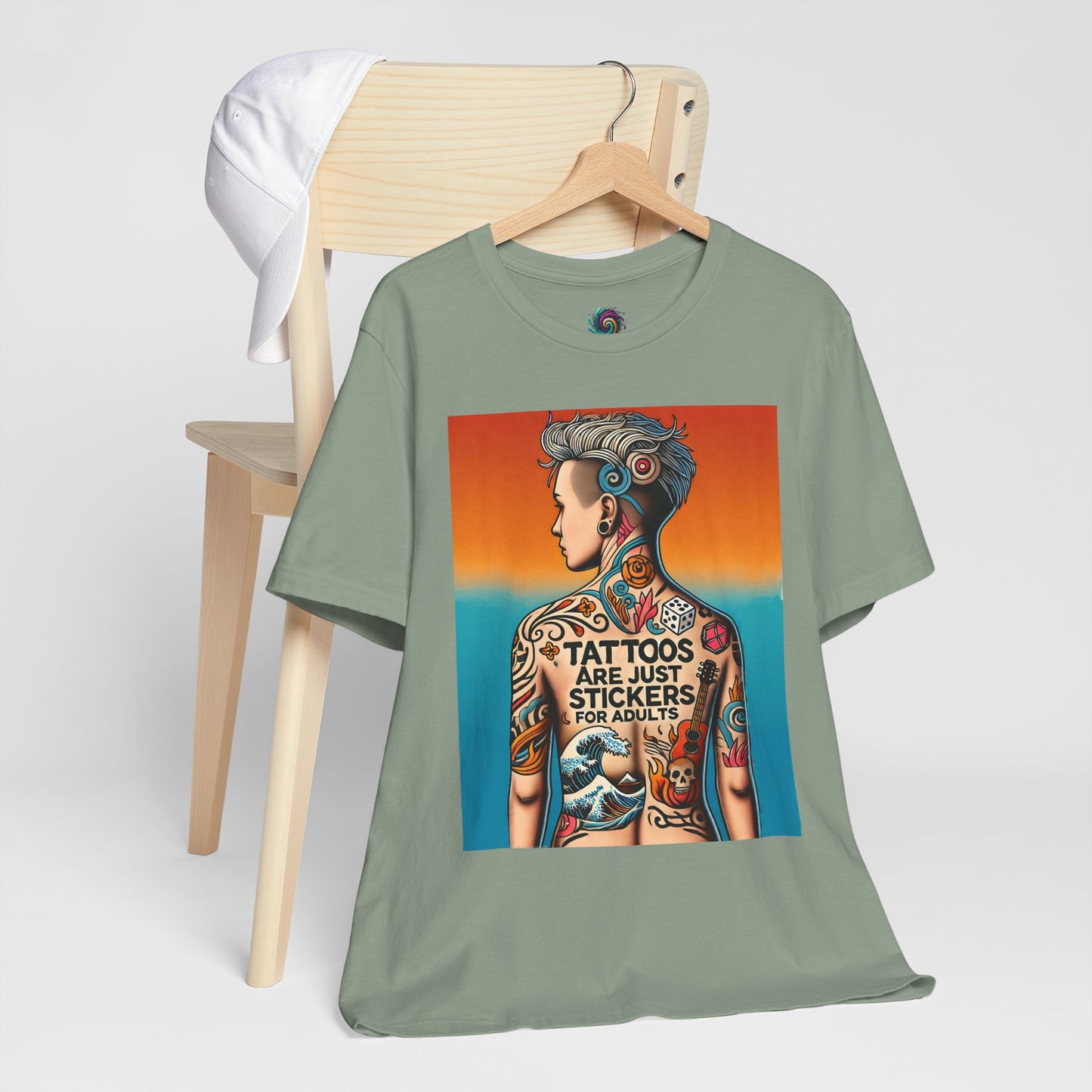 Tattoos Are Just Stickers for Adults T-Shirt – Funny Tattoo Lover Graphic Tee - WhimSpin - https://whimspin.com