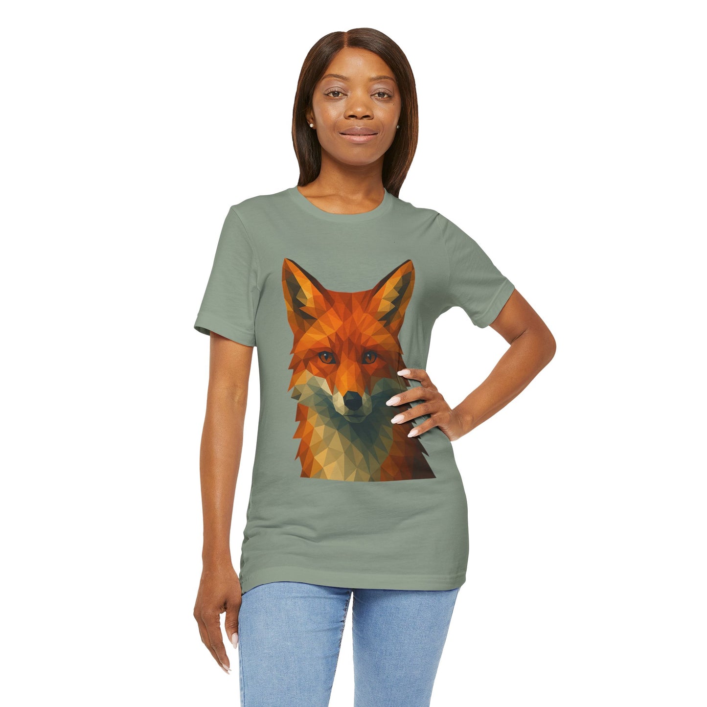 Geometric Fox T-Shirt – Polygon Animal Tee with Nature Vibes - WhimSpin - https://whimspin.com