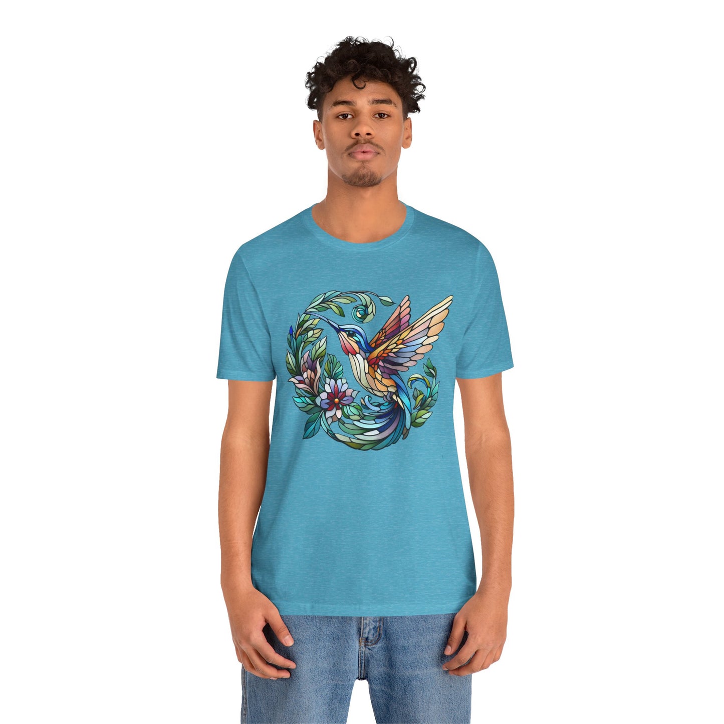 Stained Glass Hummingbird Tee – Vibrant Nature Shirt