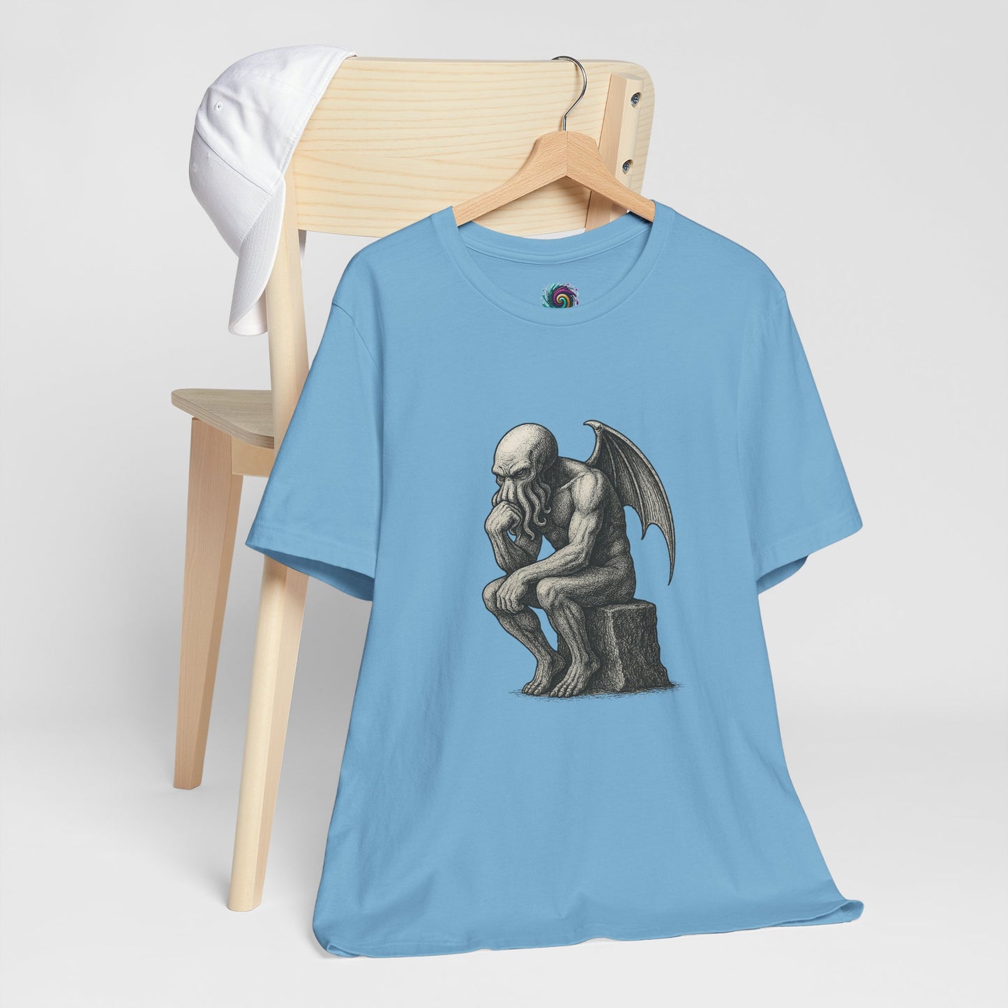 Cthulhu The Thinker Tee – Lovecraftian Parody Shirt