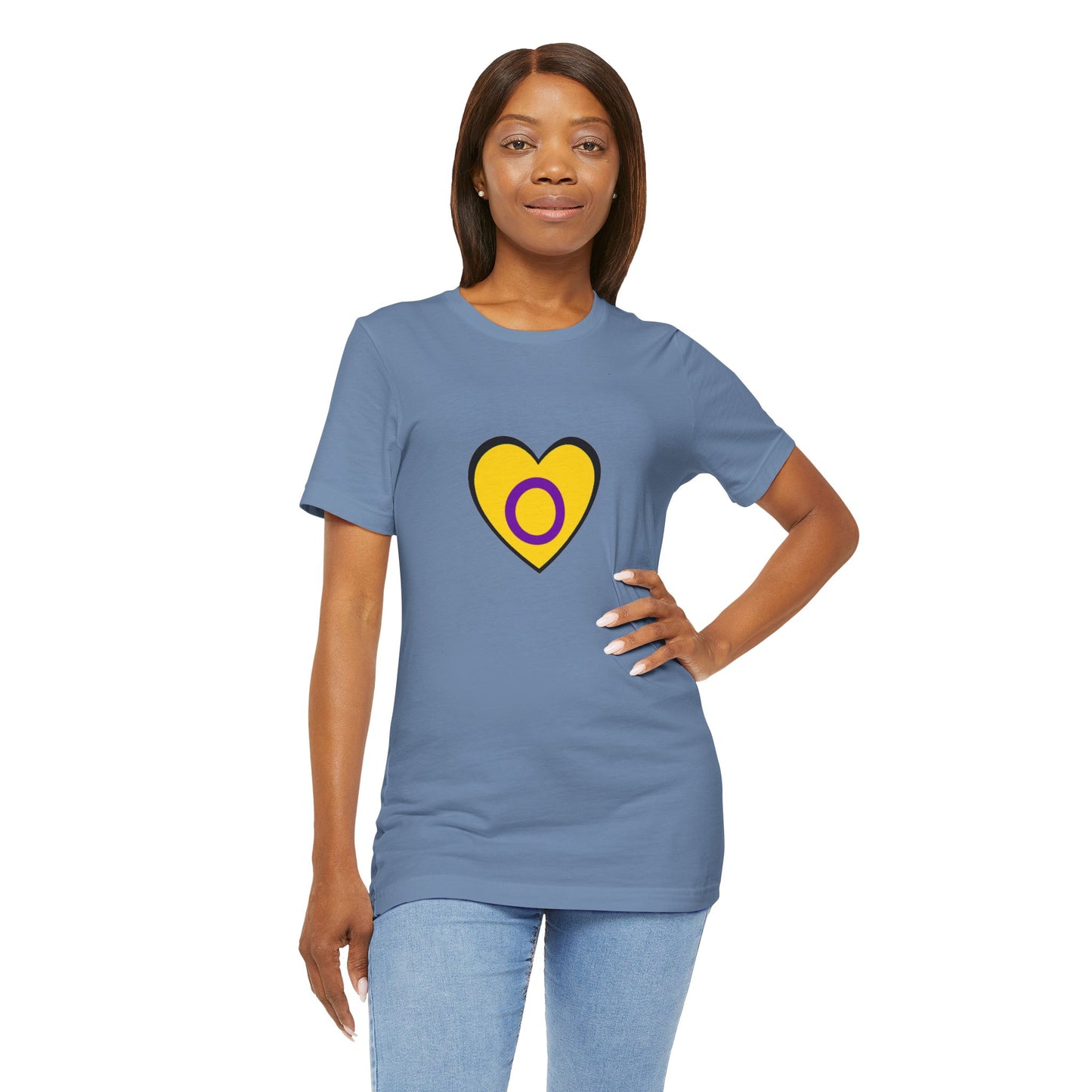 Intersex Pride Flag Heart T-Shirt – Minimalist LGBTQ+ Support Tee - WhimSpin - https://whimspin.com