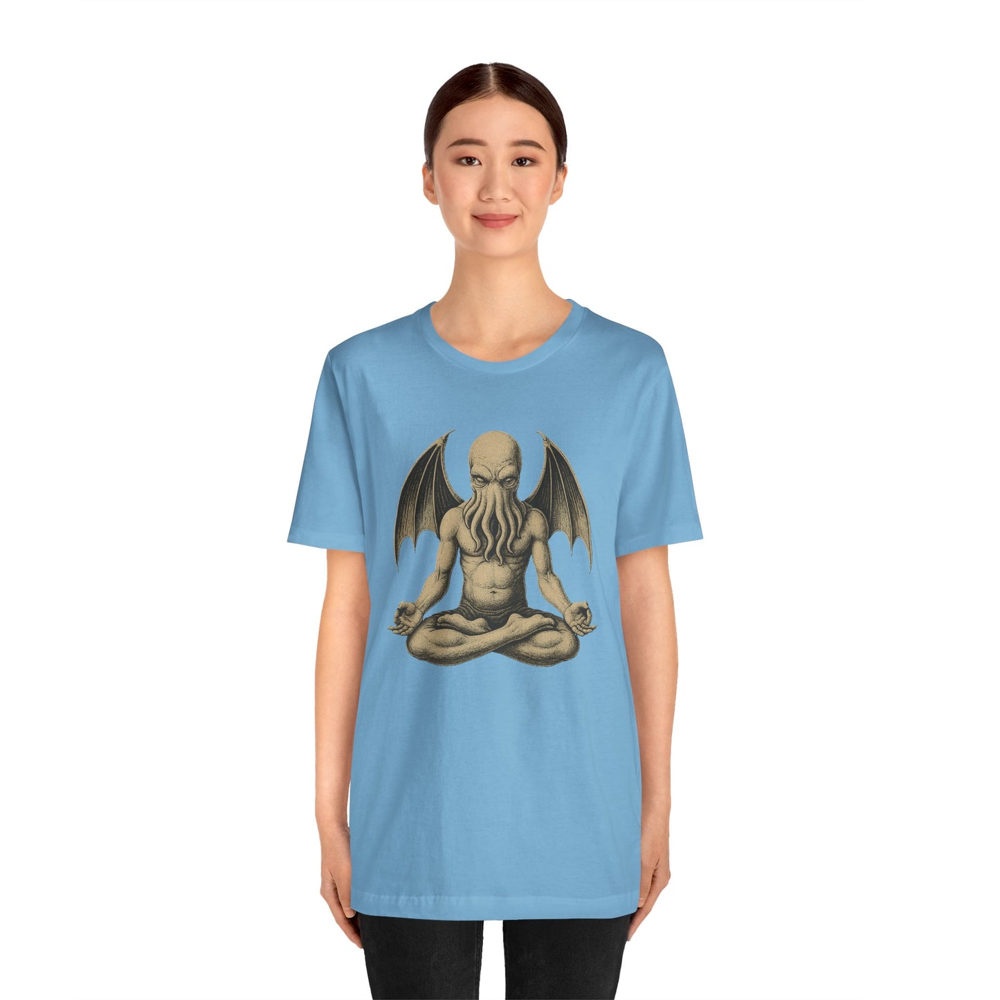 Meditating Cthulhu Shirt – Unisex Mythos Tee for Sci-Fi & Festival Fans