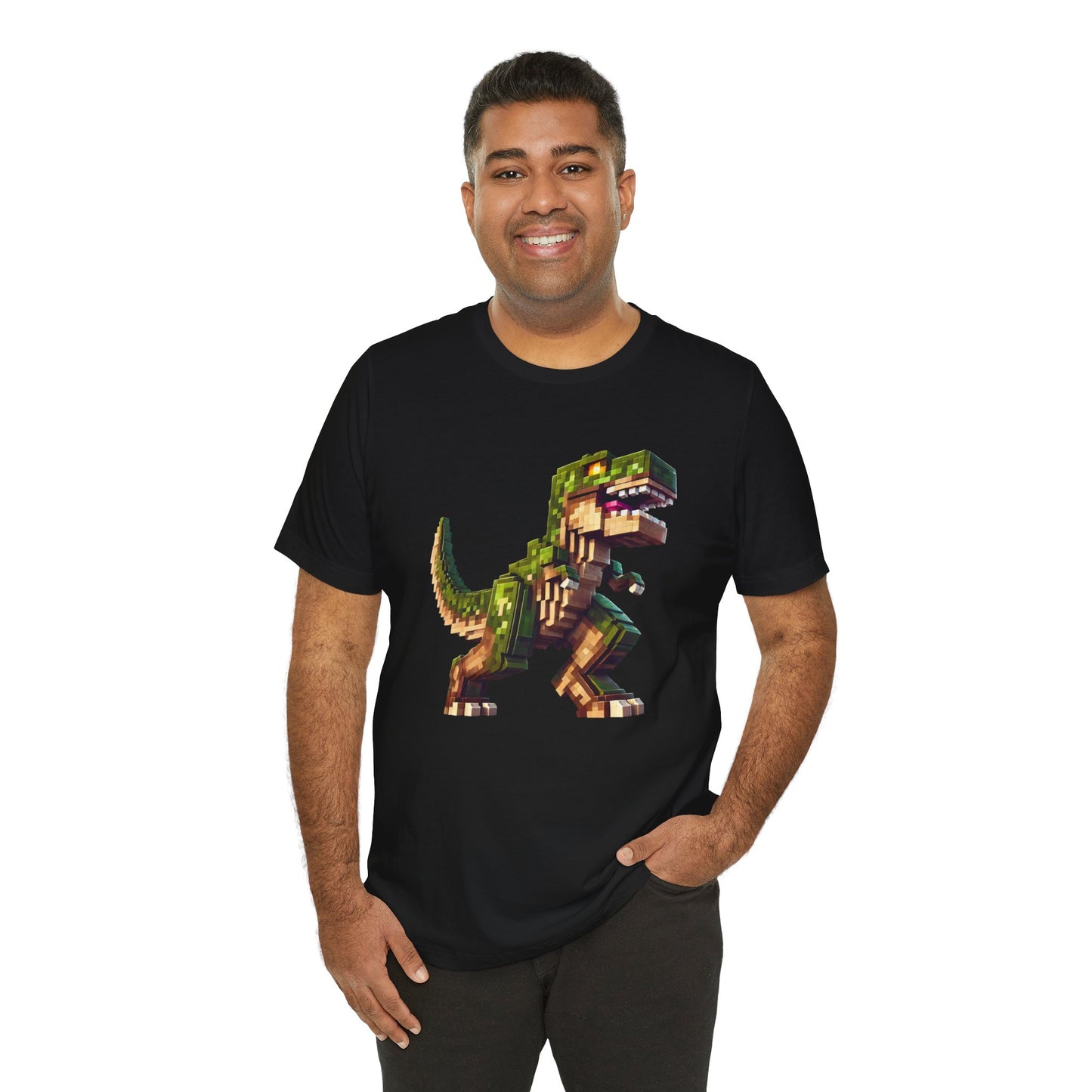 Pixel Dinosaur T-Shirt – Retro Dino Graphic Tee for Adults