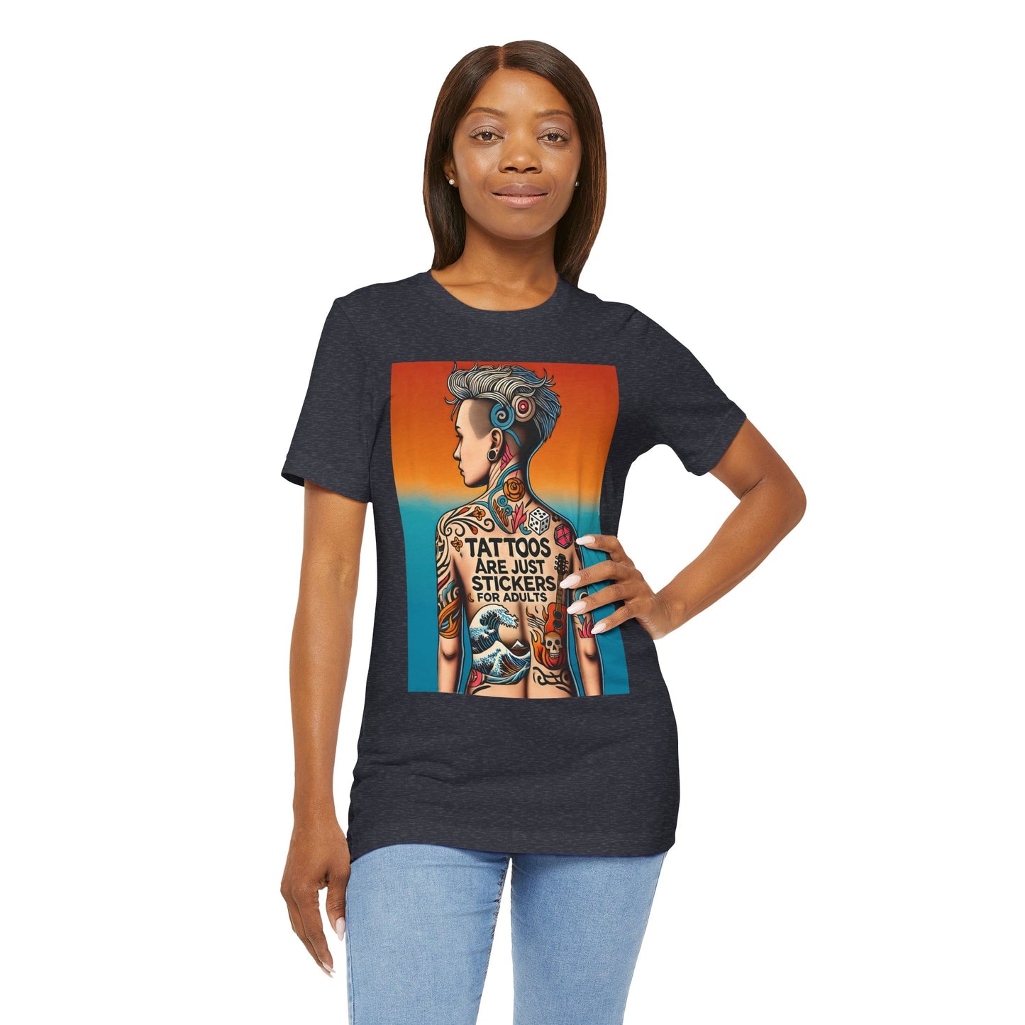 Tattoos Are Just Stickers for Adults T-Shirt – Funny Tattoo Lover Graphic Tee - WhimSpin - https://whimspin.com