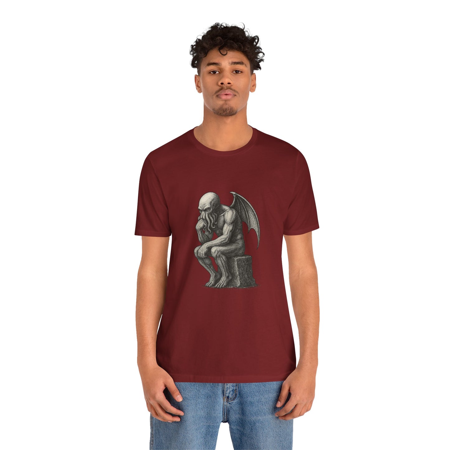 Cthulhu The Thinker Tee – Lovecraftian Parody Shirt