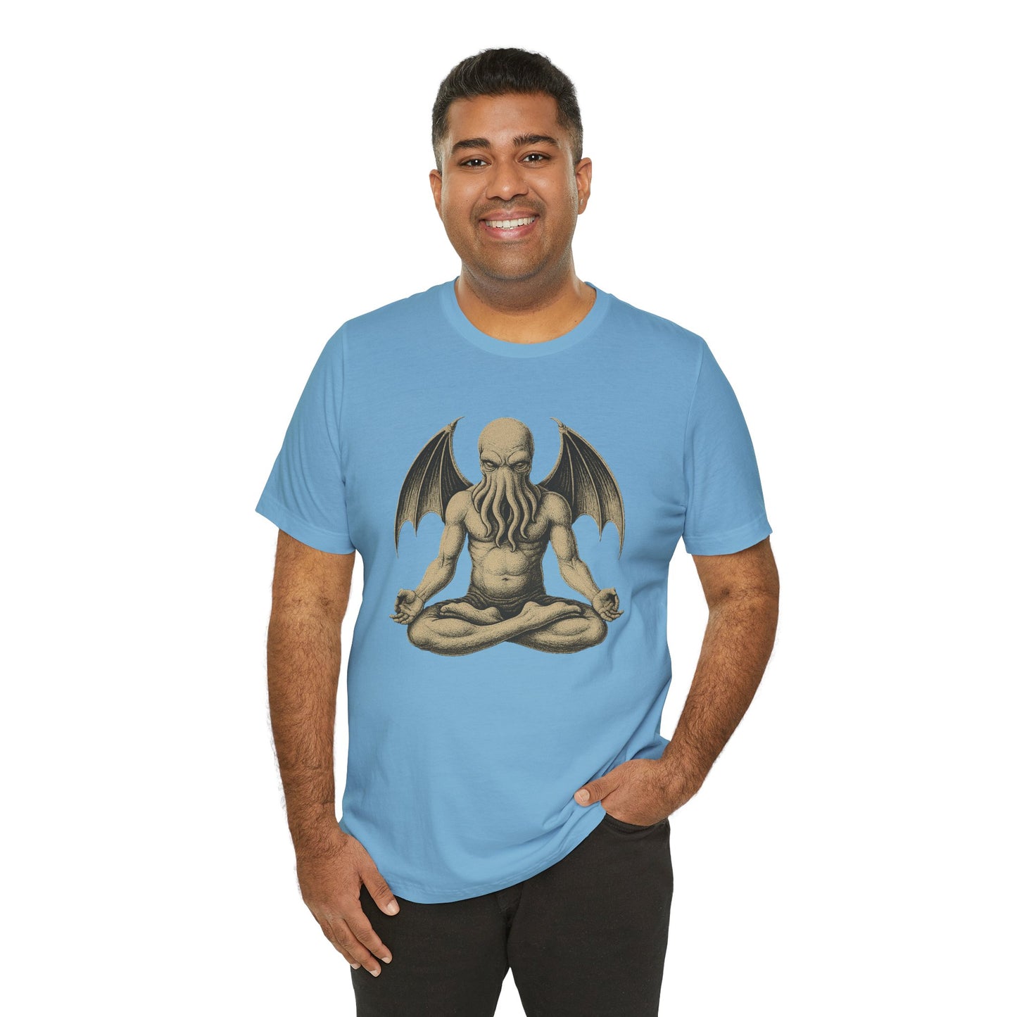 Meditating Cthulhu Shirt – Unisex Mythos Tee for Sci-Fi & Festival Fans