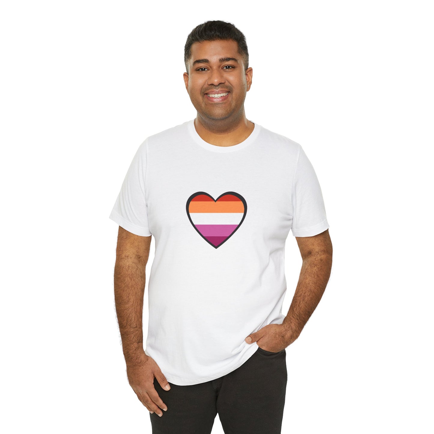 Lesbian Pride Flag Heart T-Shirt – Bold LGBTQ+ Graphic Tee - WhimSpin - https://whimspin.com