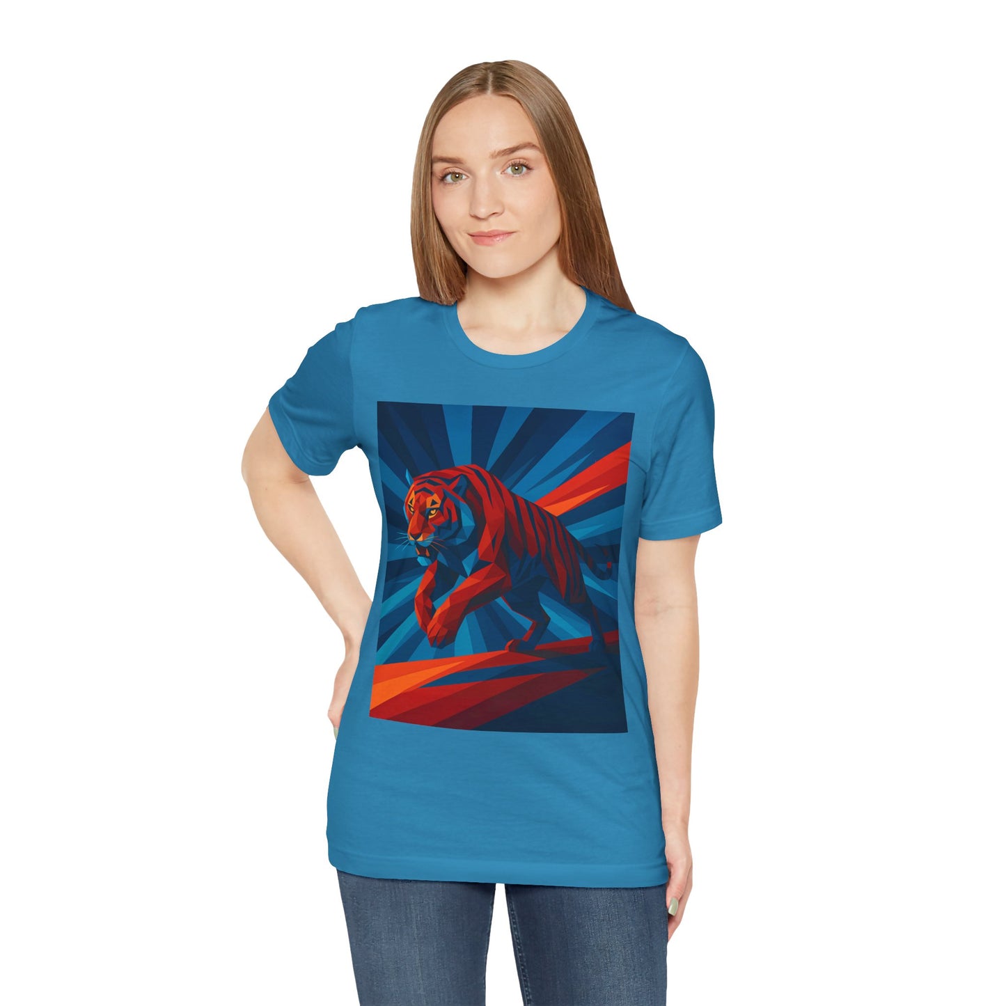 Geometric Tiger T-Shirt – Bold Jungle Animal Tee in Abstract Style - WhimSpin - https://whimspin.com